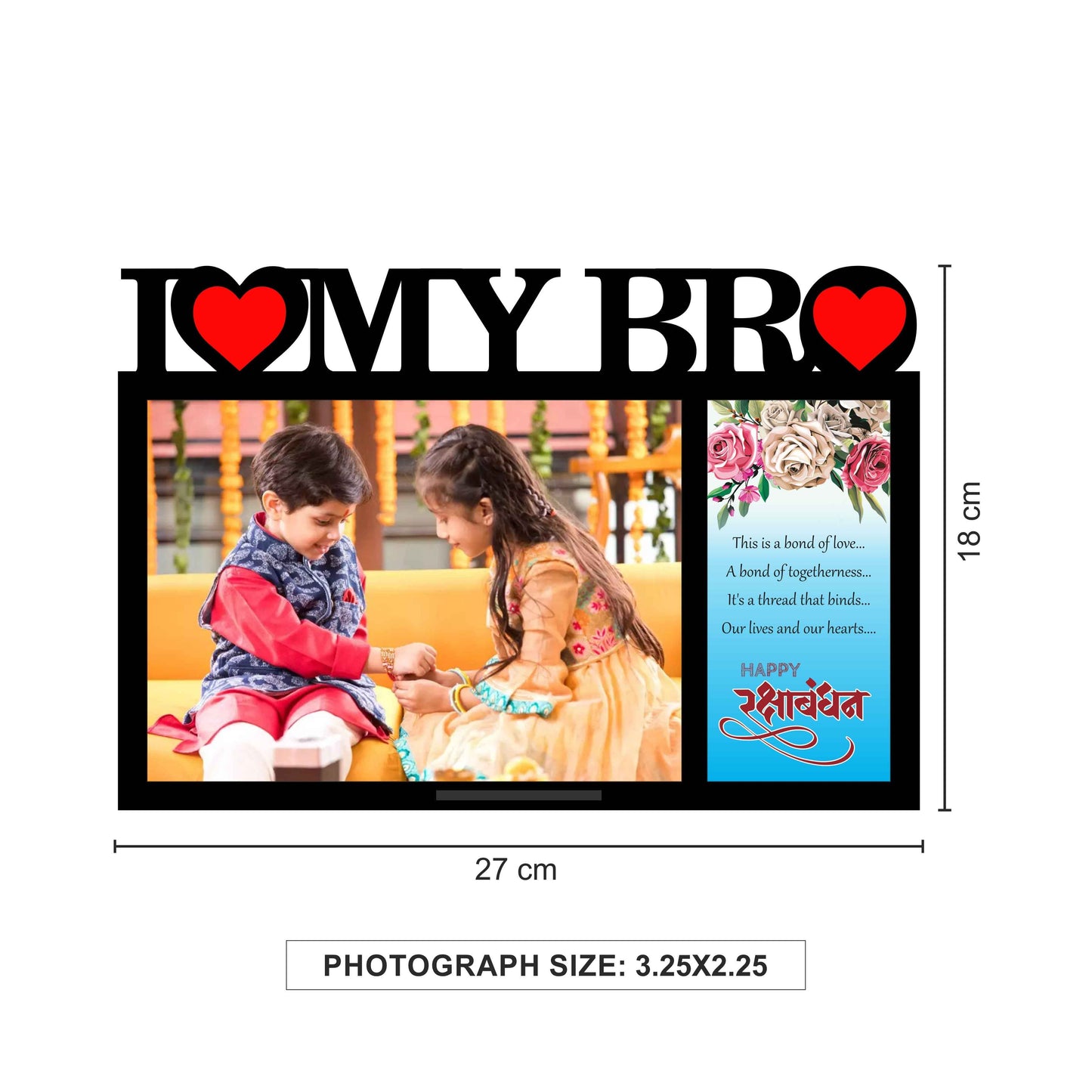 Personalized Photo Frame Rakhi Combo with Chocolate, Rakhi, Kumkum & Chawal