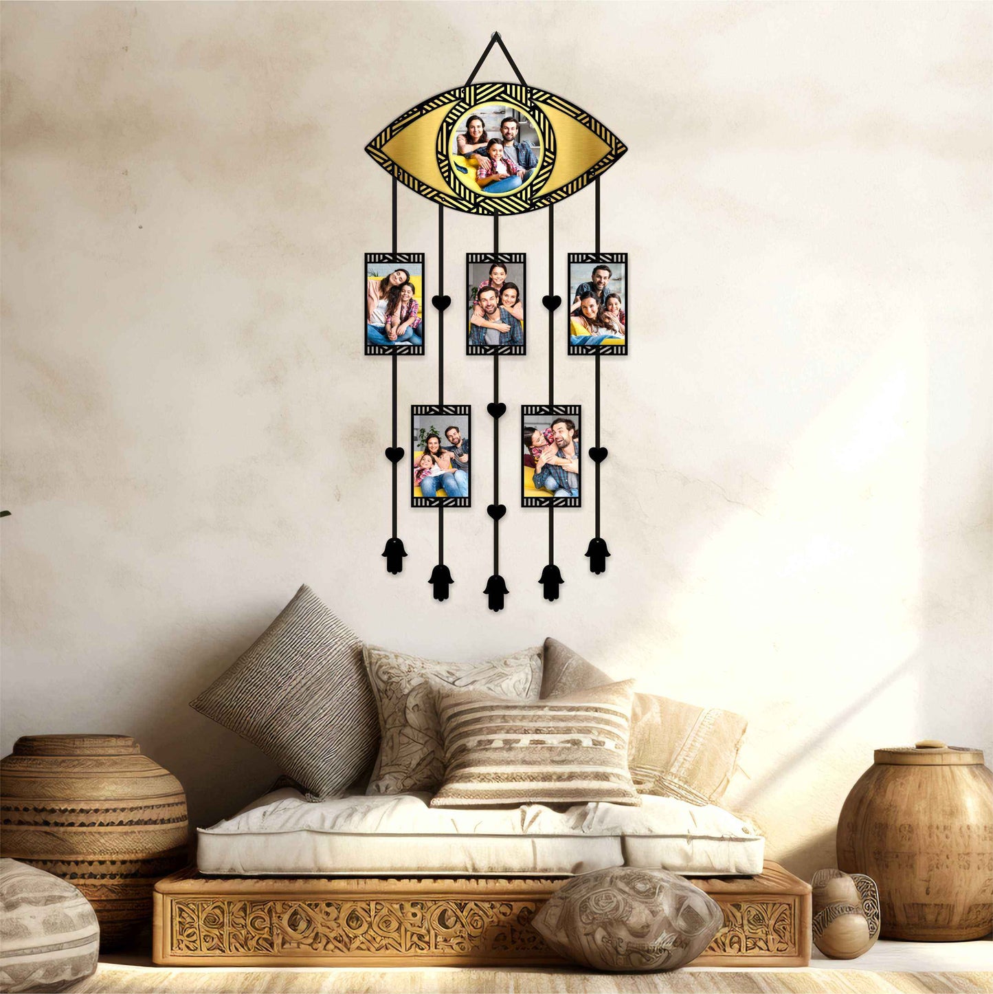 Evil Eye Photo Frame Dream Catcher | Custom Wall Hanging for 6 Photos (Copy)