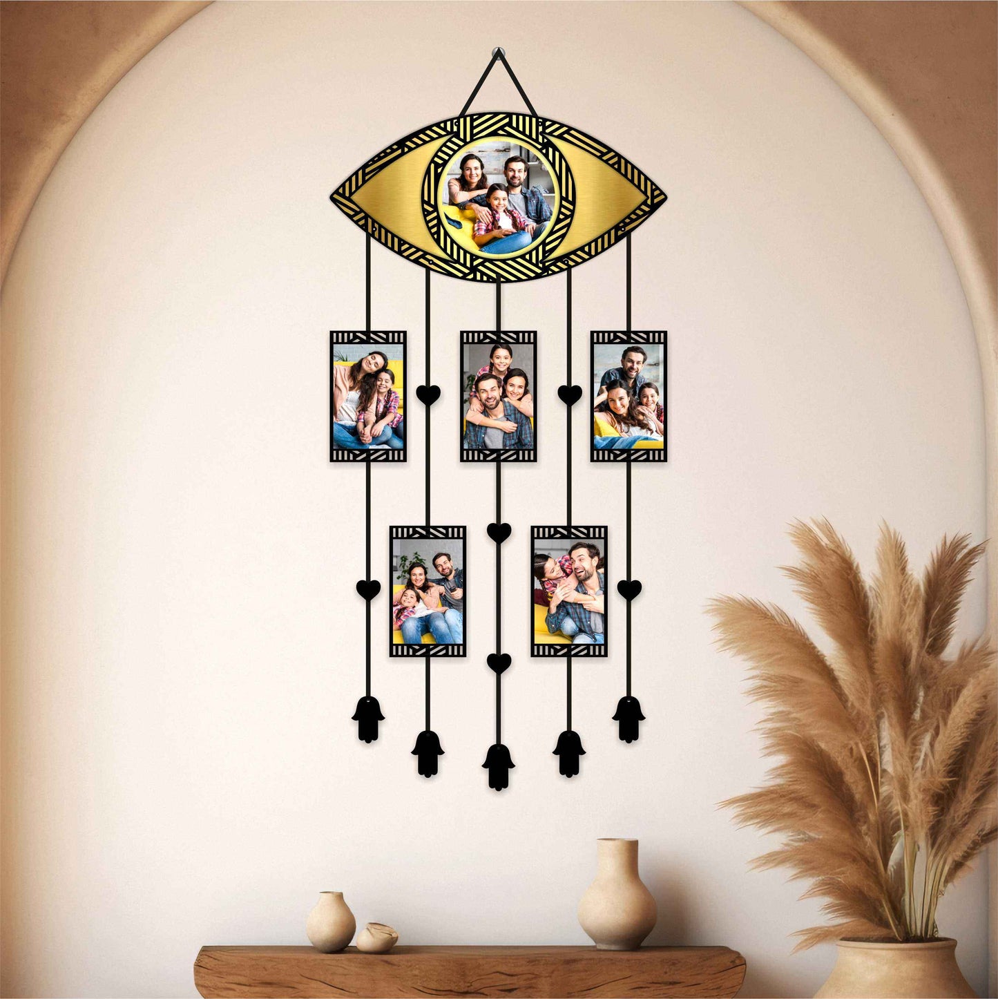 Evil Eye Photo Frame Dream Catcher | Custom Wall Hanging for 6 Photos (Copy)