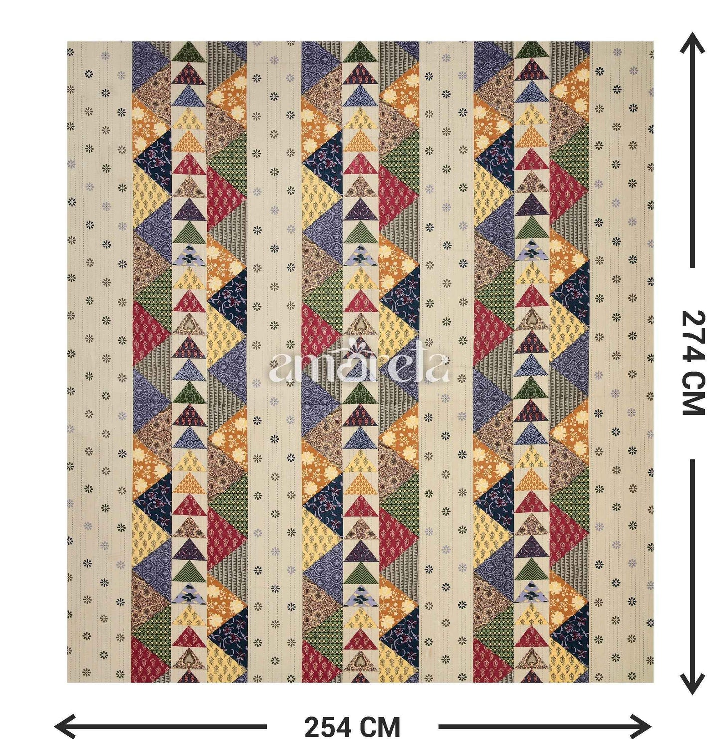 King Size Bed Sheet Set – 100% Pure Twill Cotton with Barmeri Patchwork Pastel Print (Set of 3)