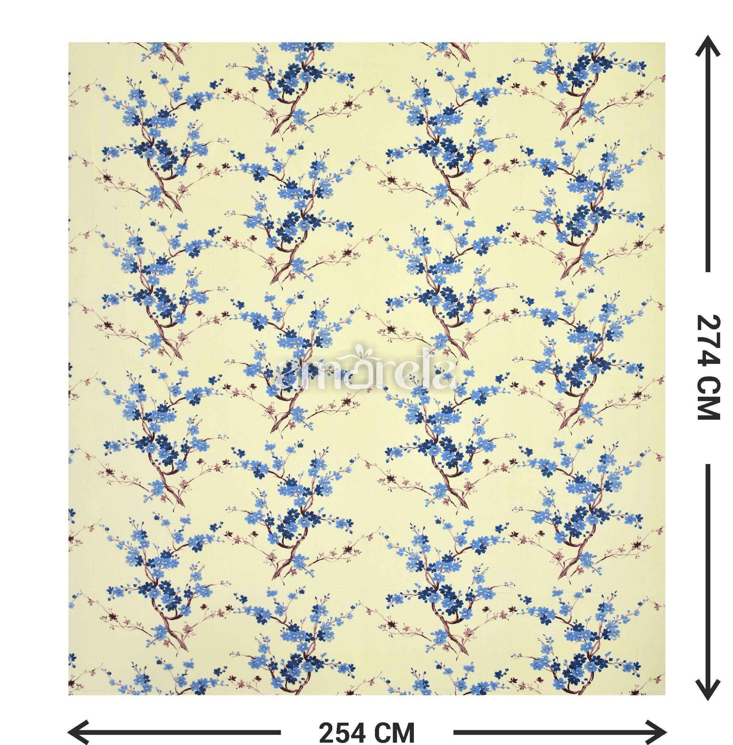 King Size Bed Sheet Set – 100% Pure Twill Cotton with Floral Print in Light Yellow (Set of 3)