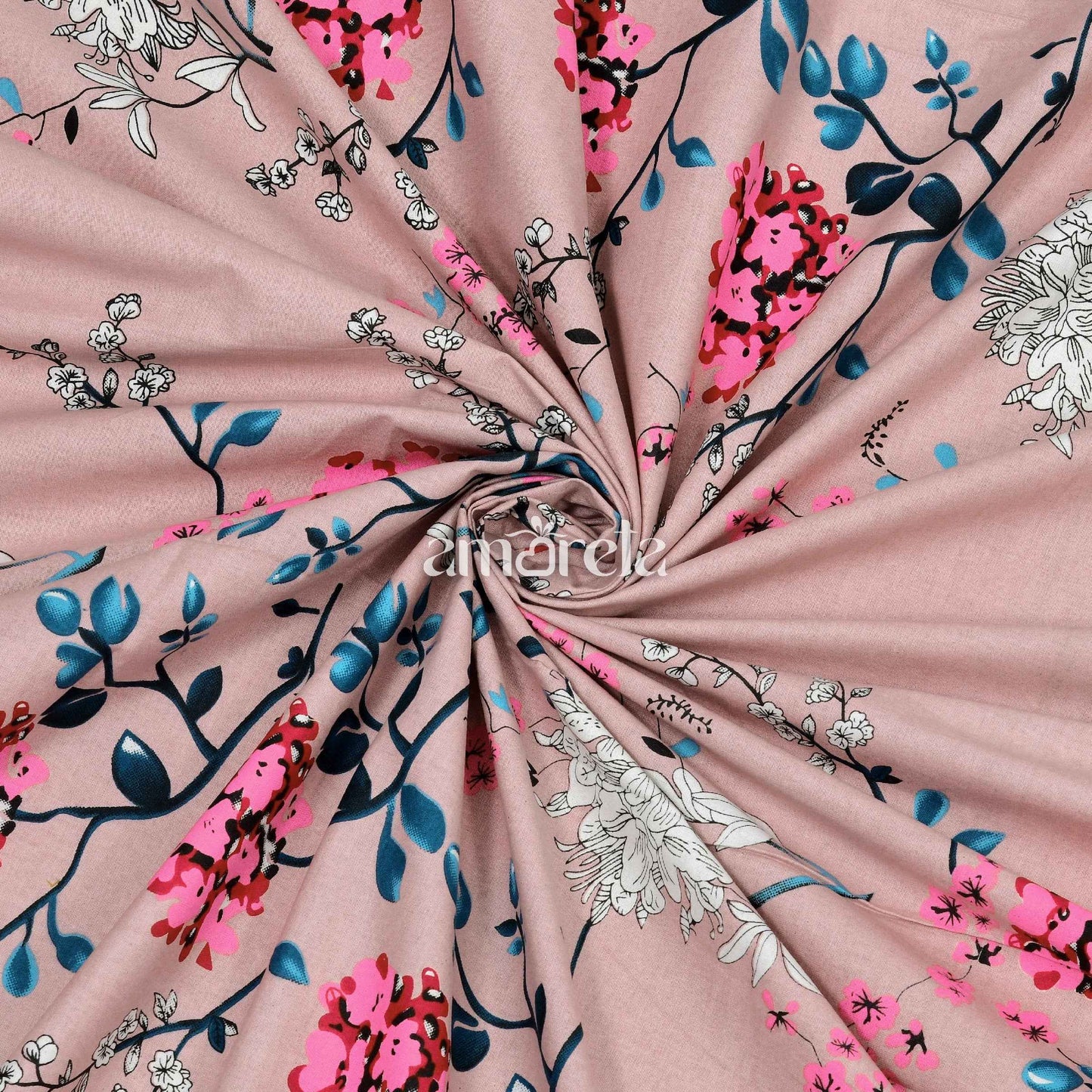 King Size Bed Sheet Set – 100% Pure Twill Cotton with Floral Print (Set of 3)