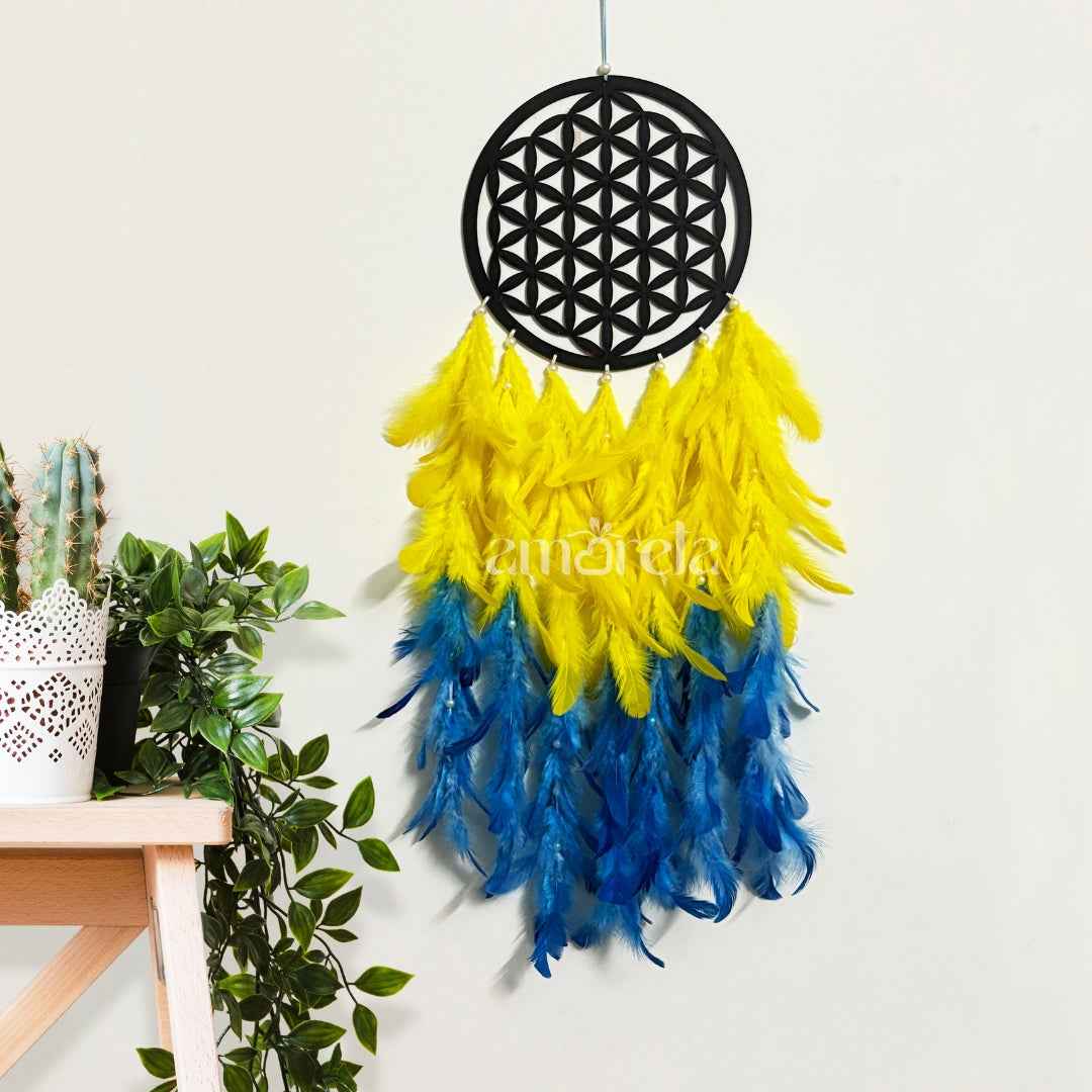 Designer Big Dream Catcher in Yellow and Blue with Customizable Options