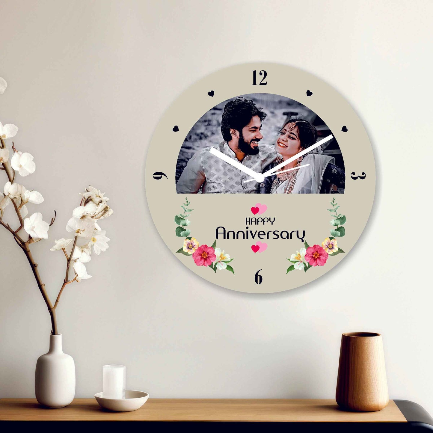 Personalized Designer Wall Clock – Round 12x12 Inch Clock with Your Own Photo