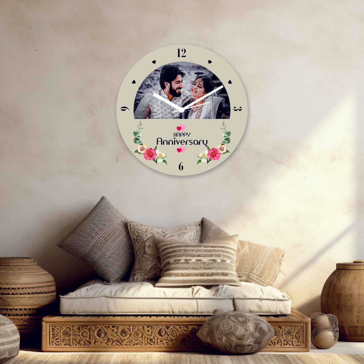 Personalized Designer Wall Clock – Round 12x12 Inch Clock with Your Own Photo