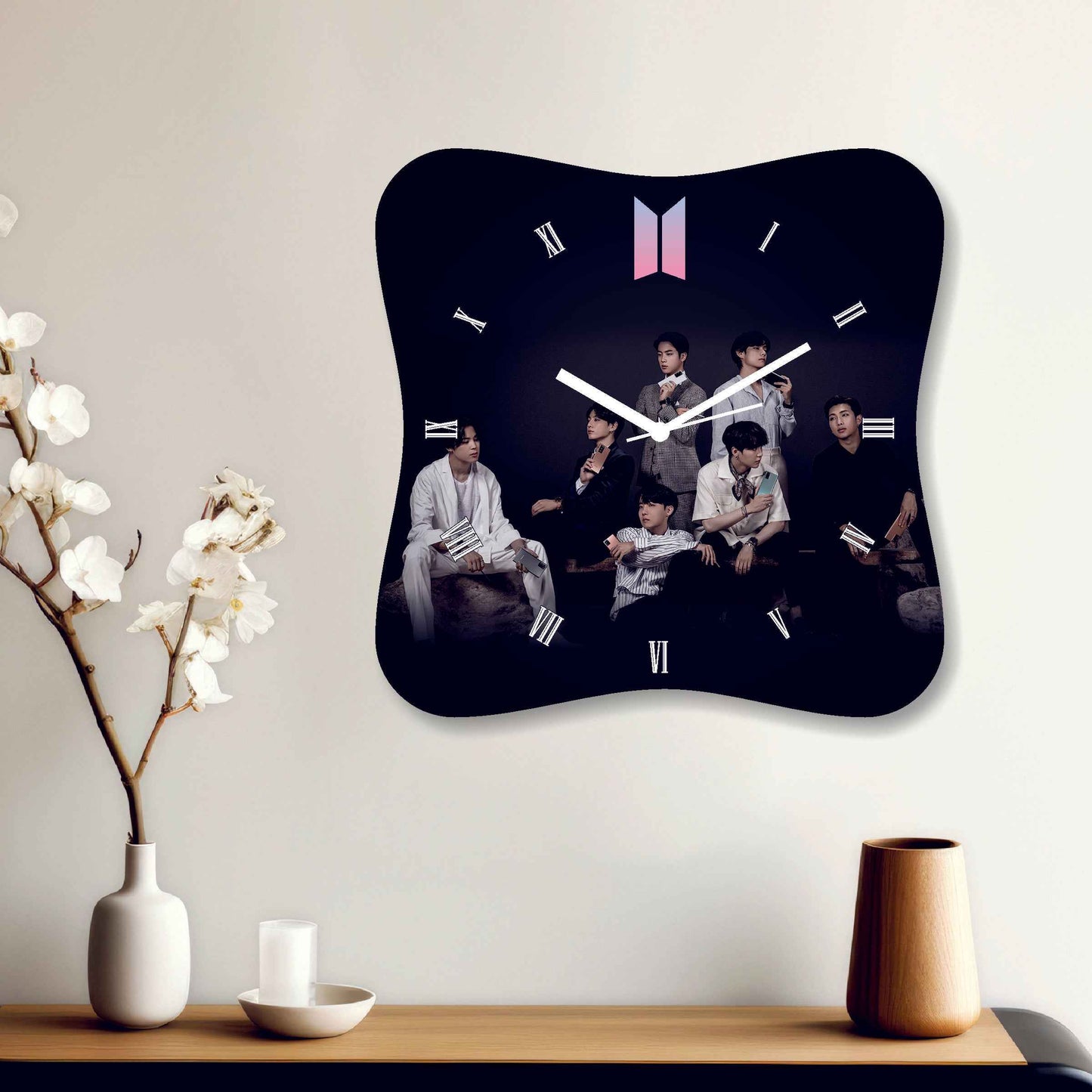 Curved BTS Wall Clock – Celebrate BTS with a Personalized 12x12 Inch Design