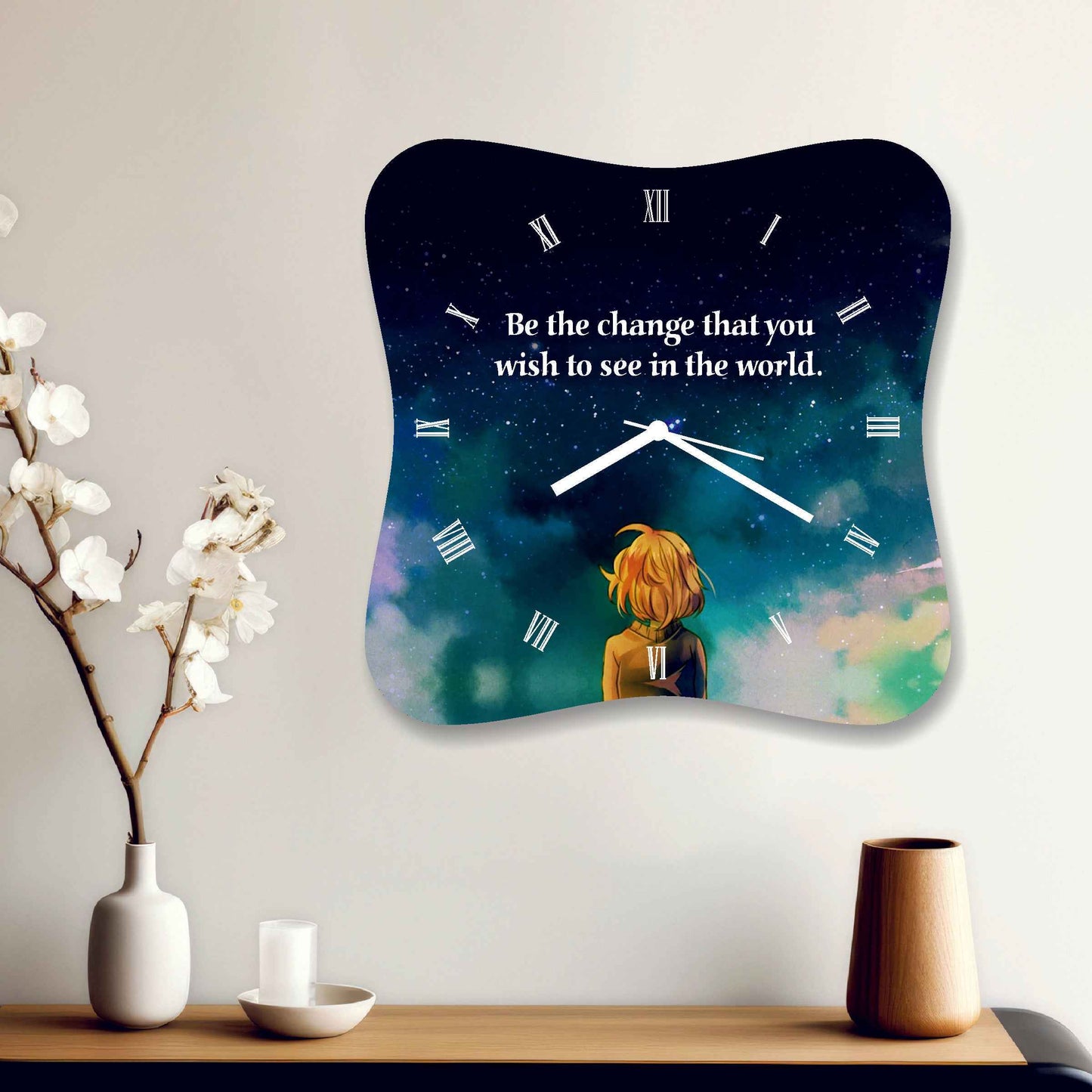 Inspirational Curved Quotation Wall Clock – Motivational Timepiece for Your Space