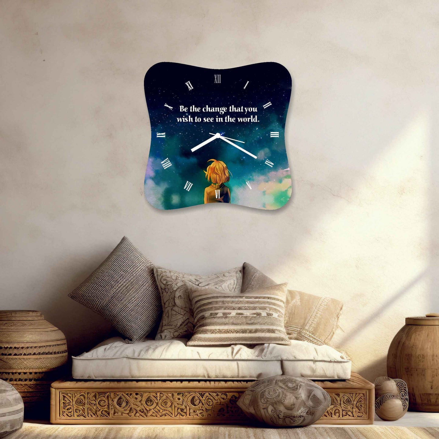 Inspirational Curved Quotation Wall Clock – Motivational Timepiece for Your Space