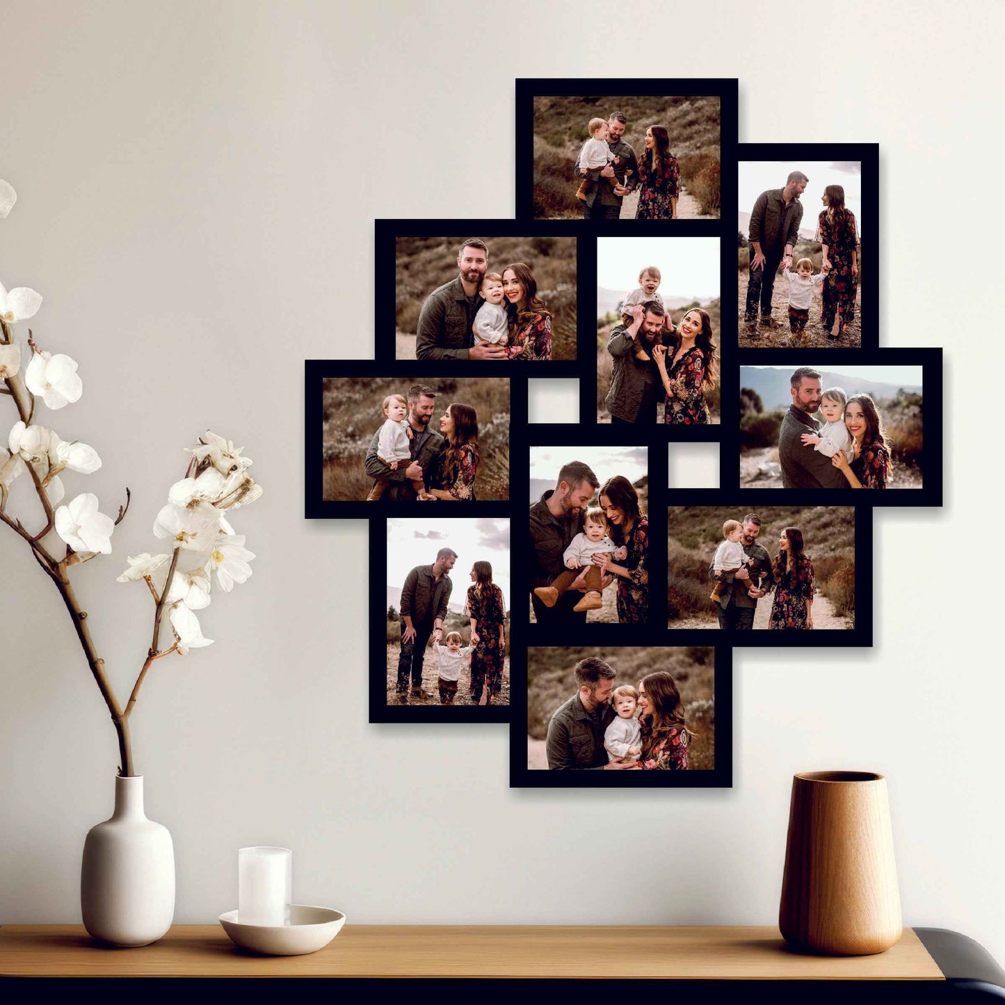 Customized Wooden Blocks Style Photo Frame – Display 10 HD Photos in a Stylish 18x20 Inch Design (Copy)
