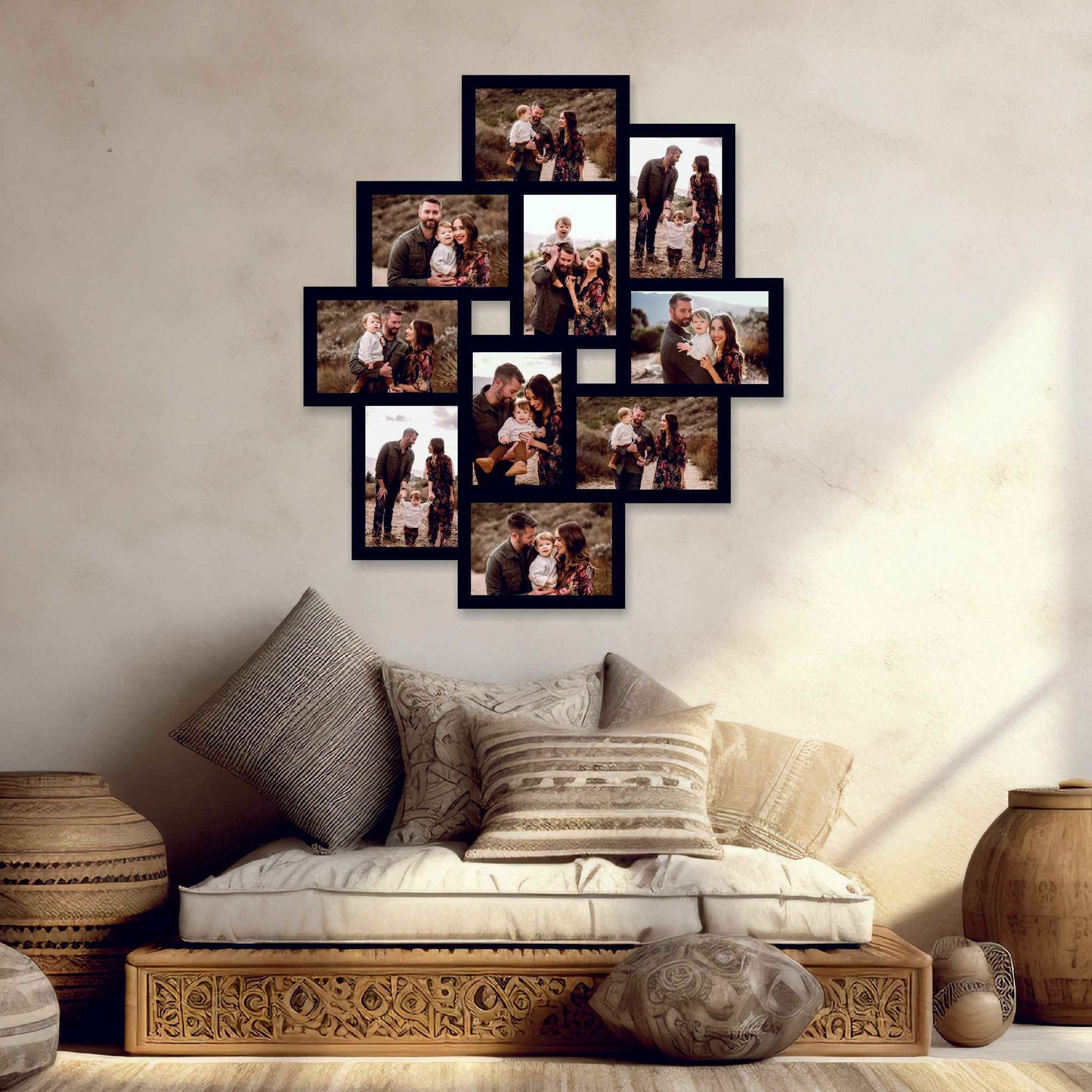 Customized Wooden Blocks Style Photo Frame – Display 10 HD Photos in a Stylish 18x20 Inch Design (Copy)