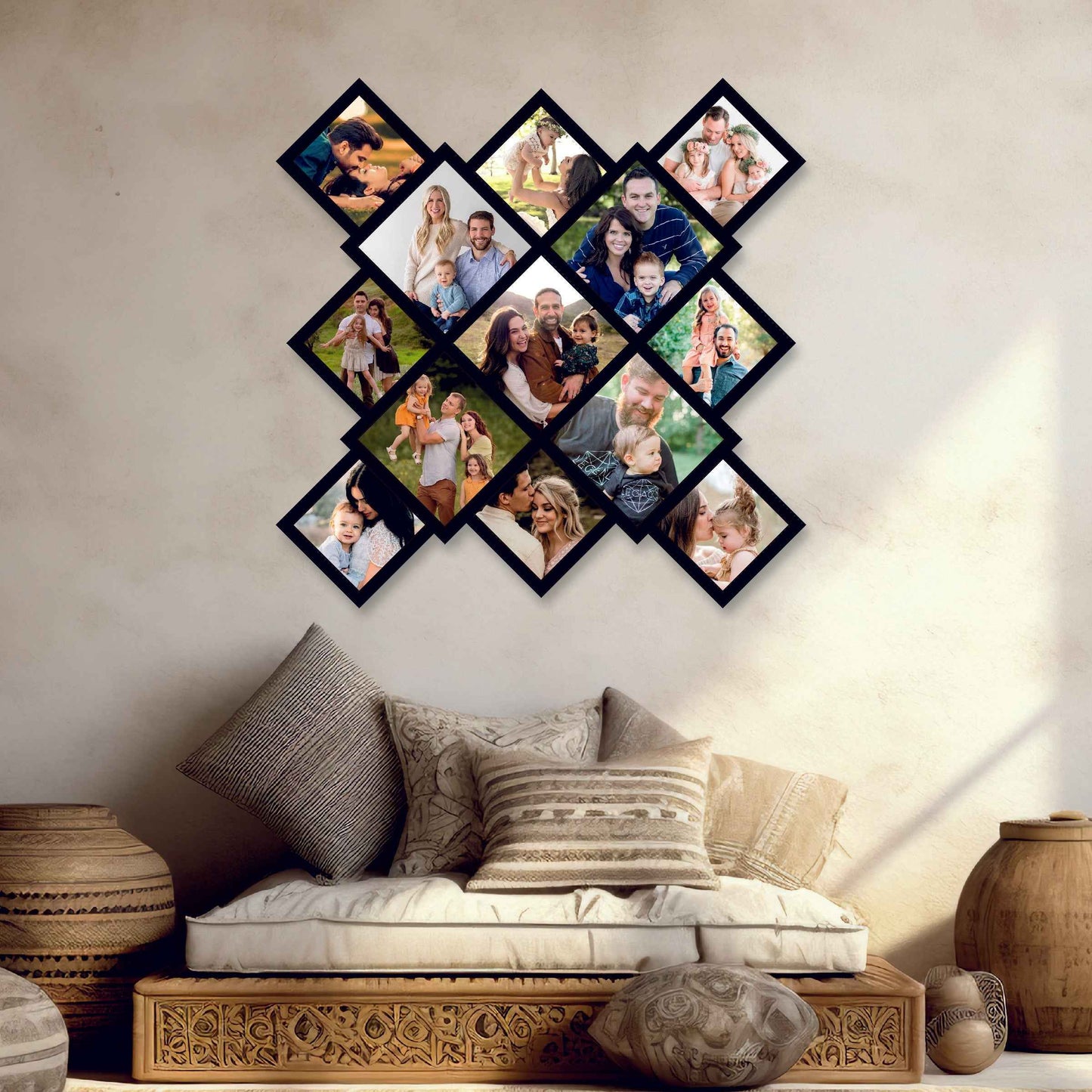 Customized Wooden Blocks Style Photo Frame – Display 13 HD Photos in a Stylish 18x18 Inch Square Design