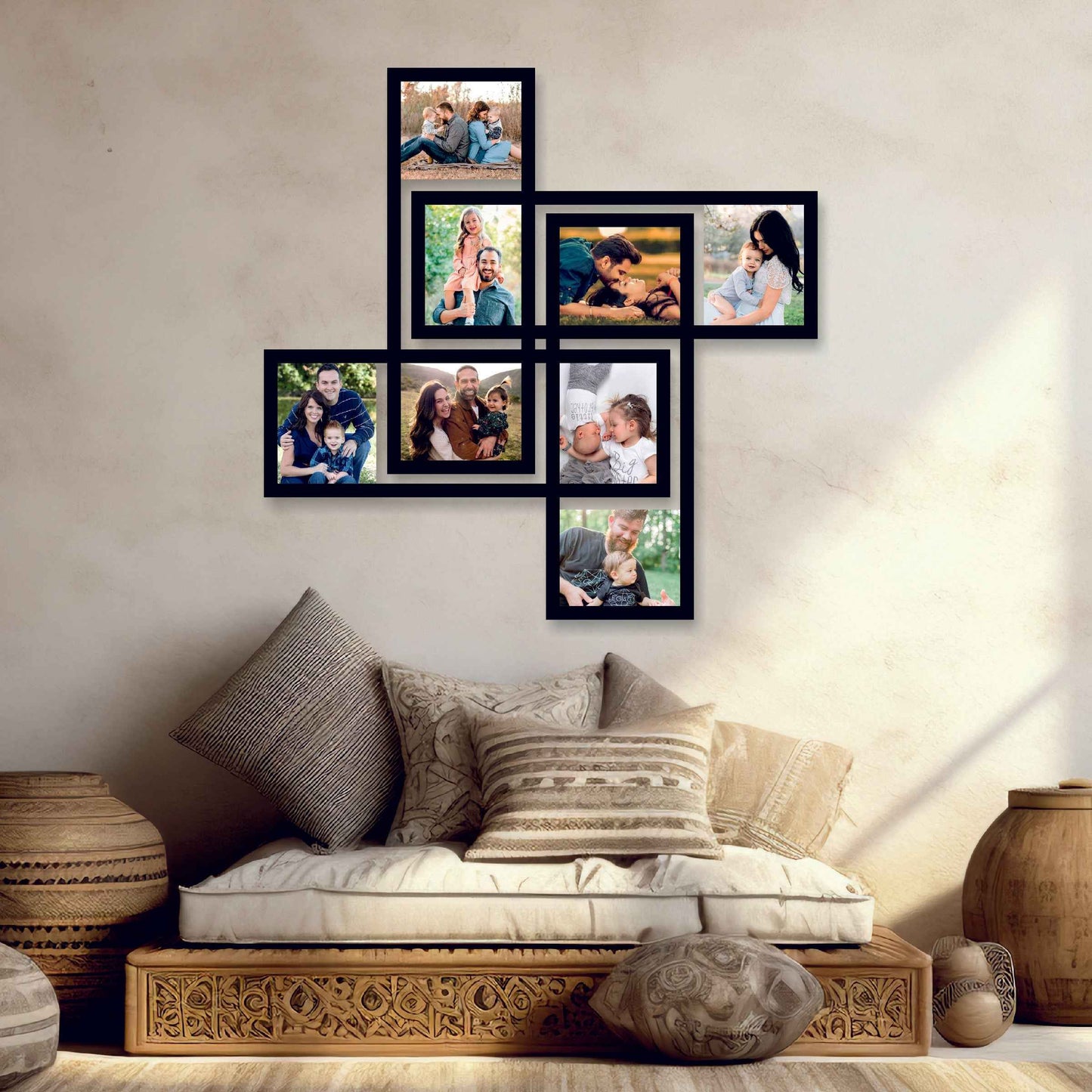 Customized Wooden Blocks Style Photo Frame – Display 8 HD Photos in an 18x18 Inch Square Design