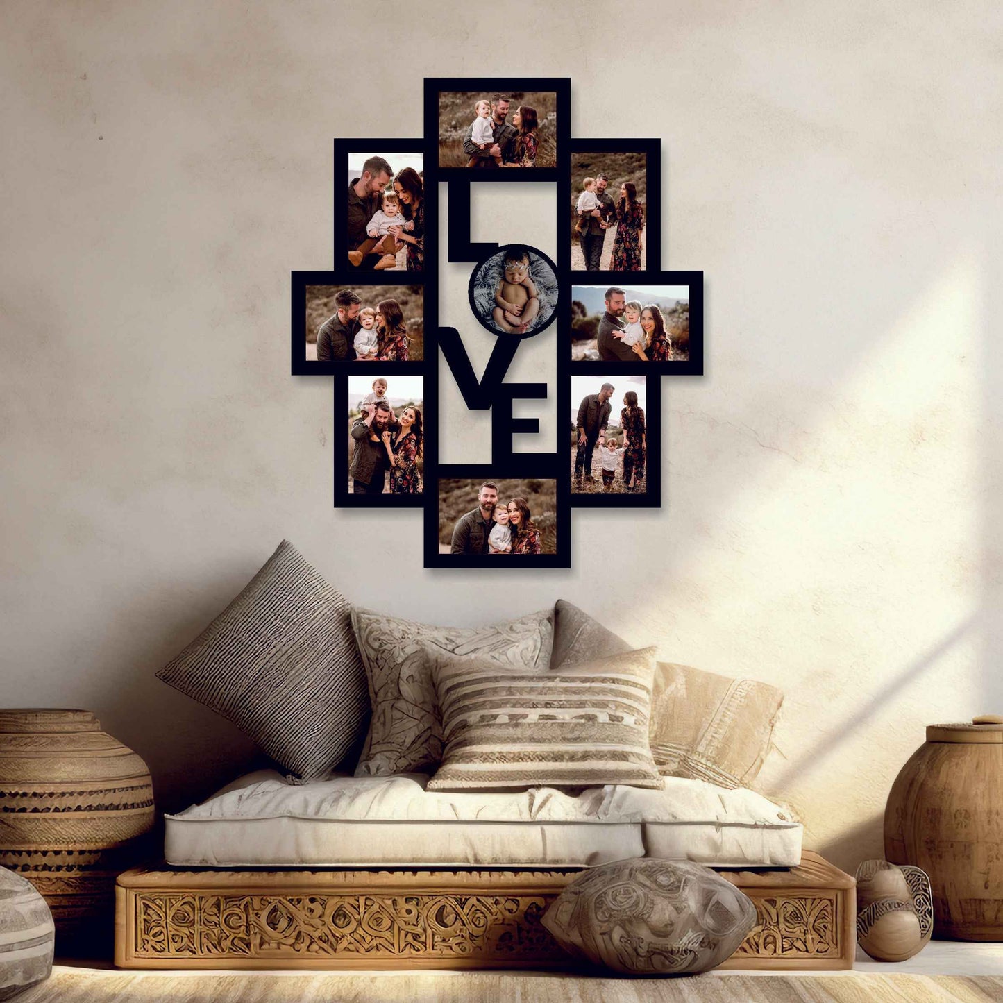 Customized Wooden Blocks Style Photo Frame – Display 9 HD Photos in an 18x20 Inch Rectangle Design