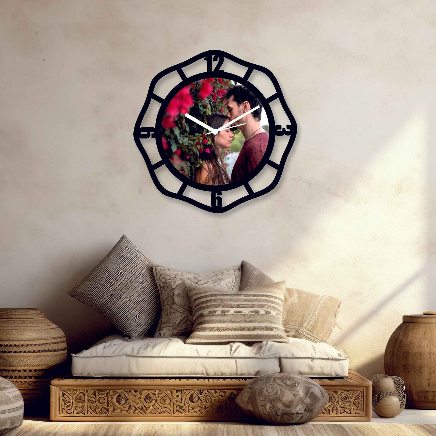 Large Personalized Curved Designer Wall Clock – Custom Large Clock with Your Photo & Text