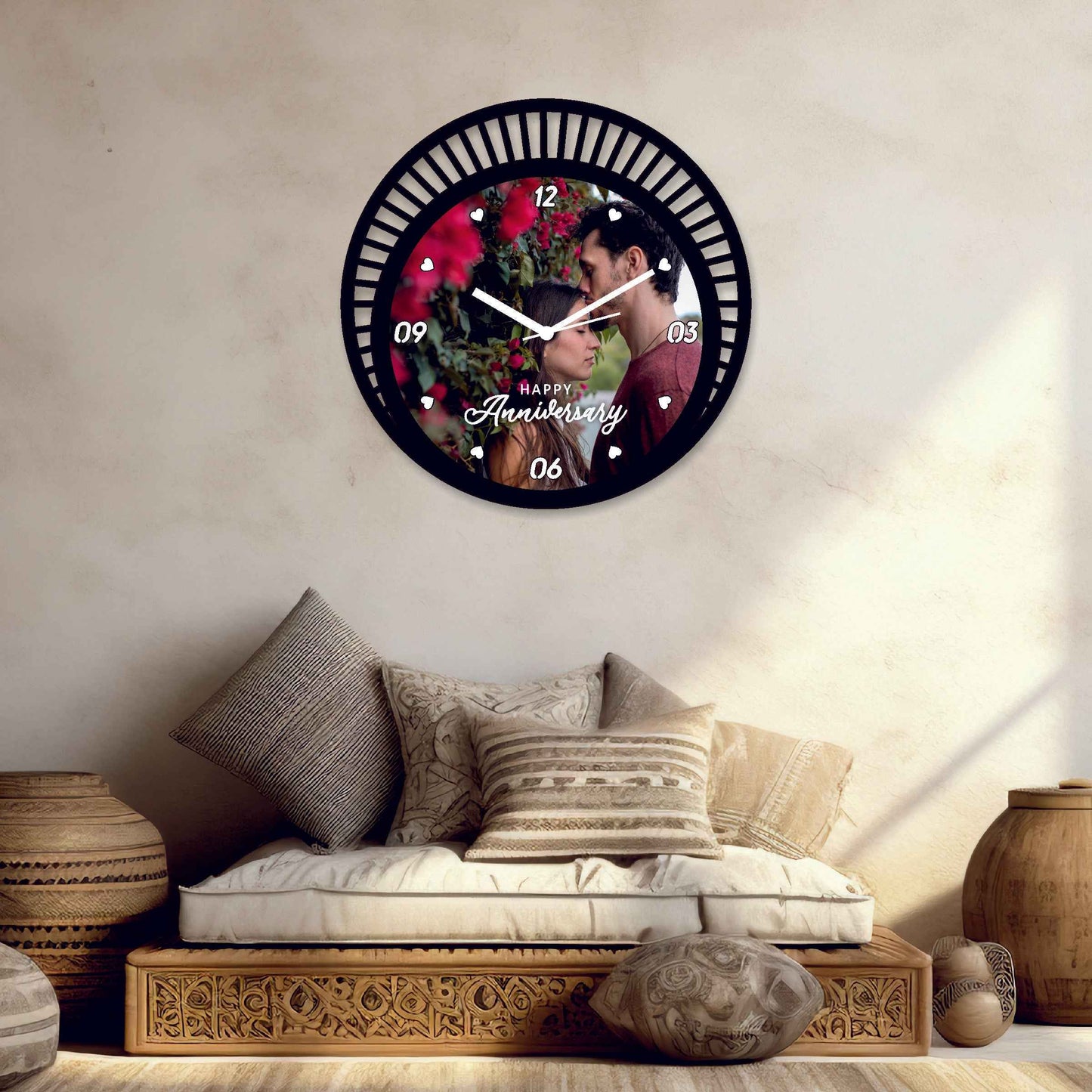 Large Personalized Round Designer Wall Clock – Custom Clock with Your Photo & Text