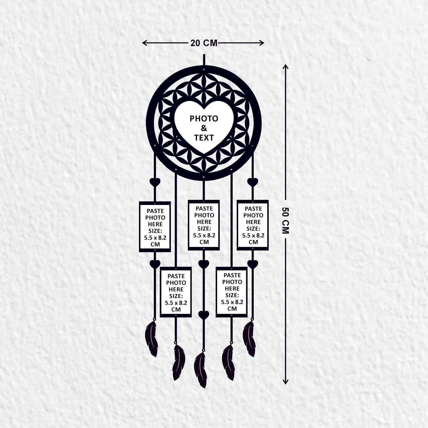 Personalized Photo Frame Dream Catcher – Display 6 Photos in a Stylish Collage