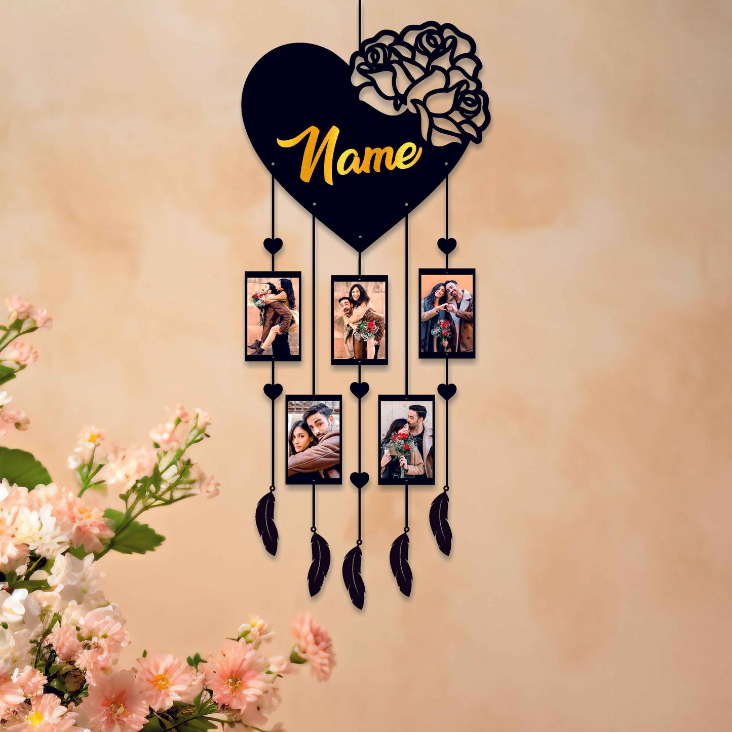 Customizable Photo Frame Dream Catcher – Showcase 5 Photos and Personalized Text (Copy)