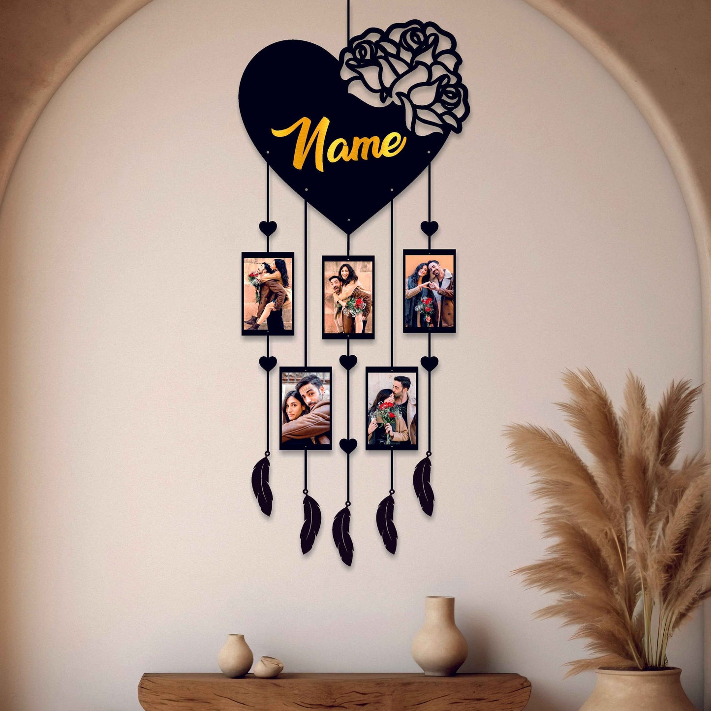 Customizable Photo Frame Dream Catcher – Showcase 5 Photos and Personalized Text (Copy)