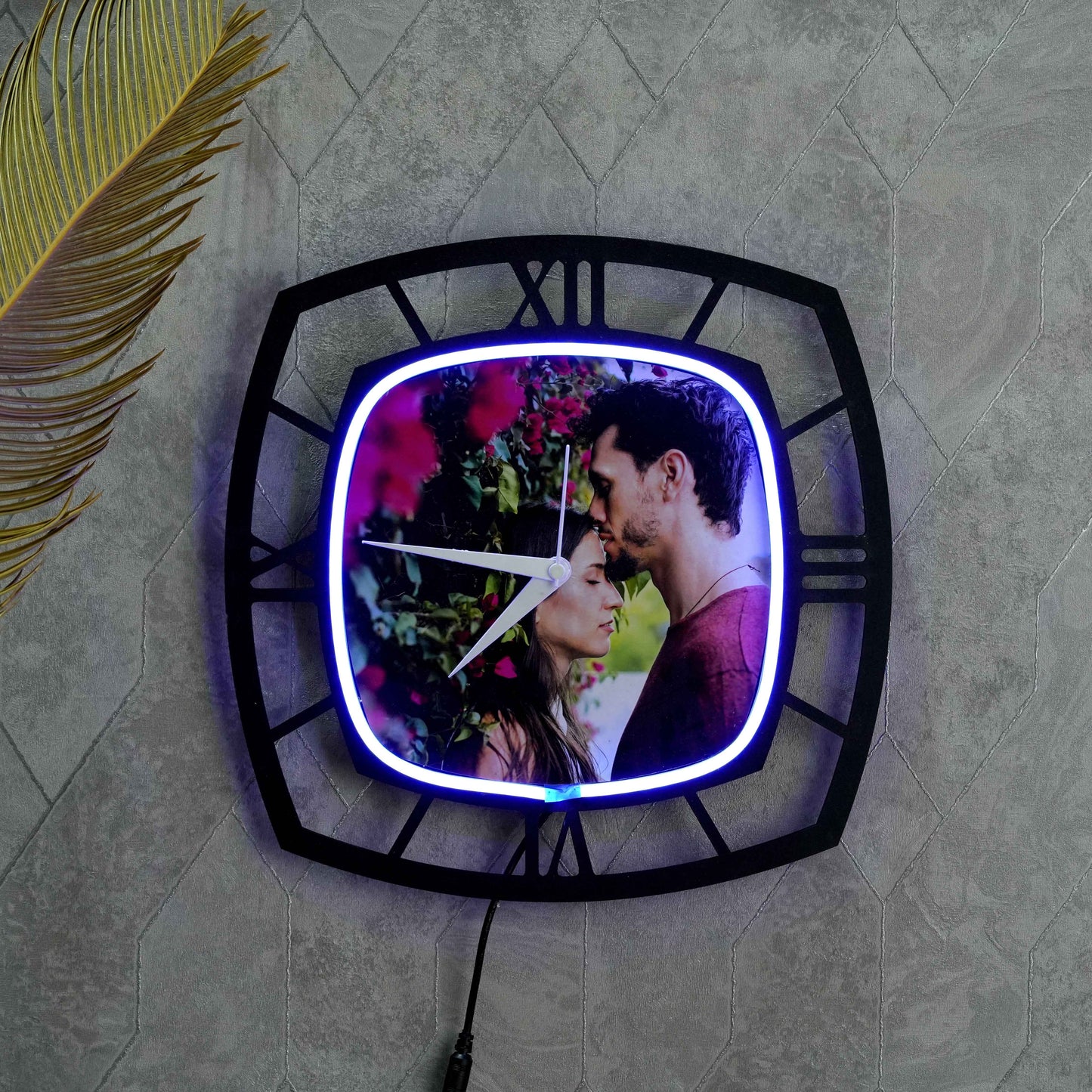 Personalized Curved LED Wall Clock – 1 HD Photo and Text Message