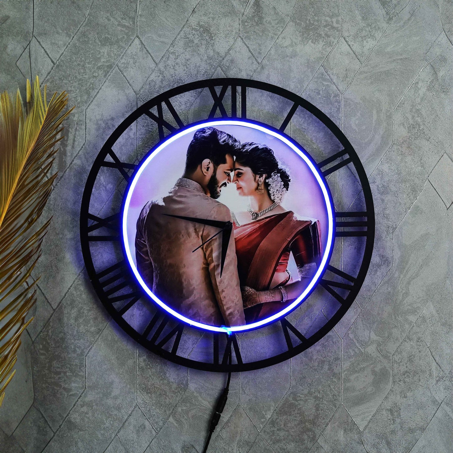 Personalized Designer Wall Clock with LED – Illuminate Your Memories - Amoreta