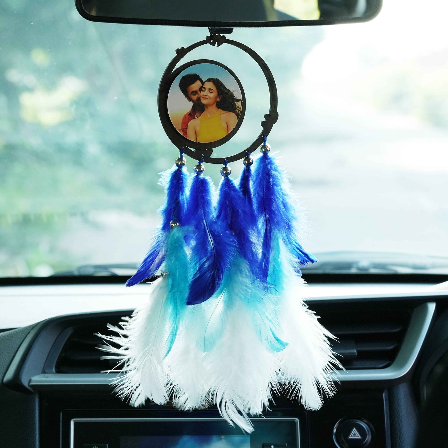 Customized Car Dream Catcher with Evil Eye Rakhi – Personalized Gift Combo