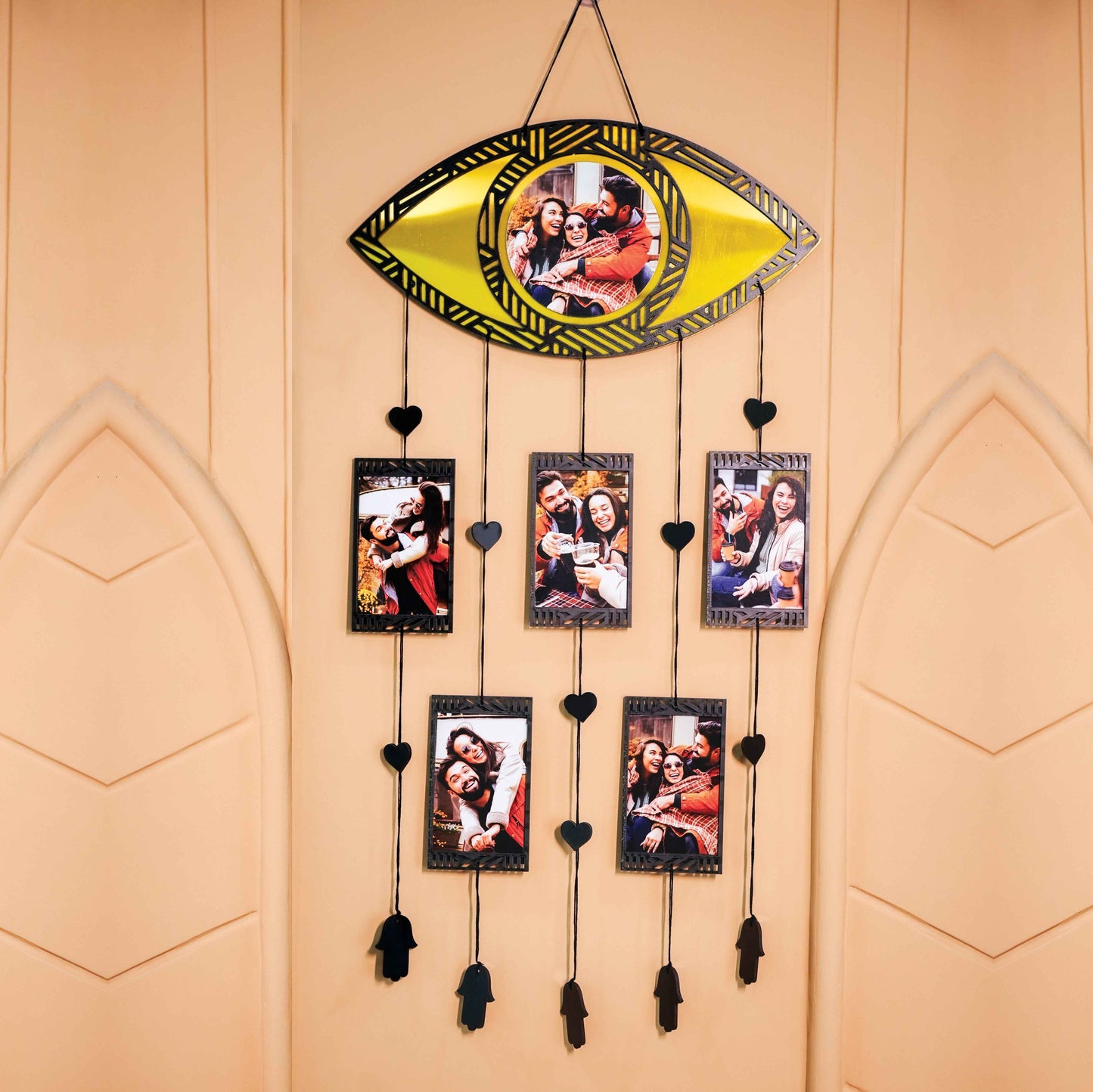 Evil Eye Photo Frame Dream Catcher | Custom Wall Hanging for 6 Photos (Copy)