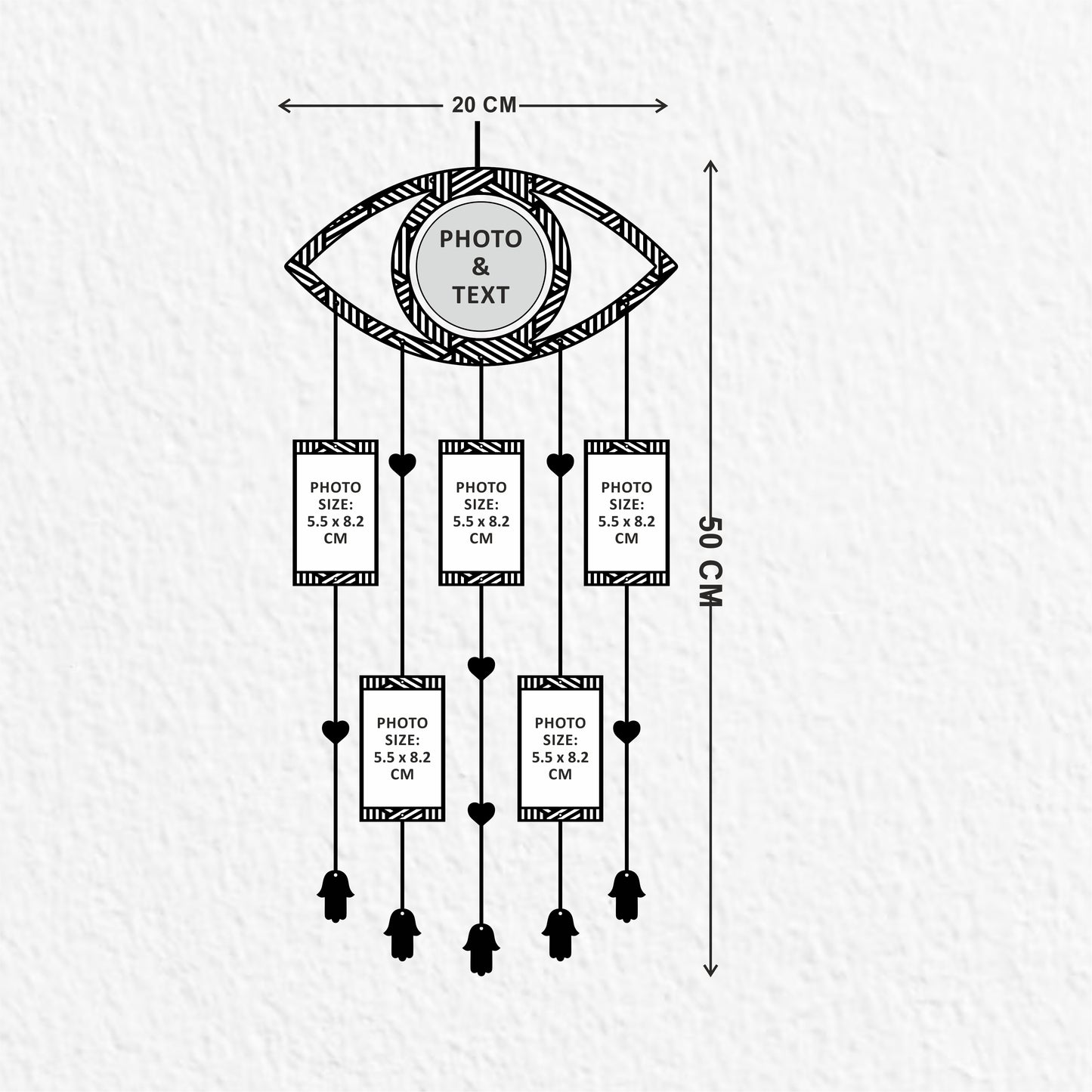 Evil Eye Photo Frame Dream Catcher | Custom Wall Hanging for 6 Photos – Mother's Day Special