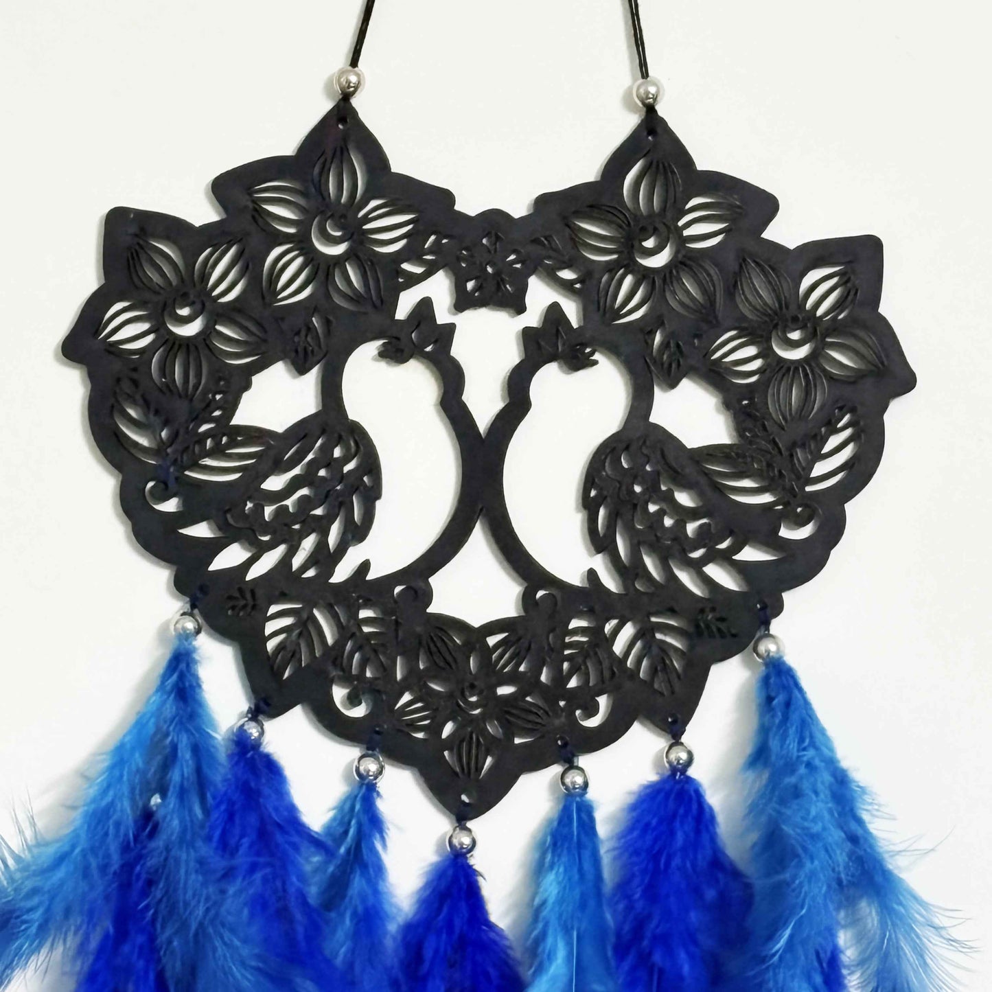 Love Birds Big Dream Catcher in Blue and White Feathers - Customizable Options