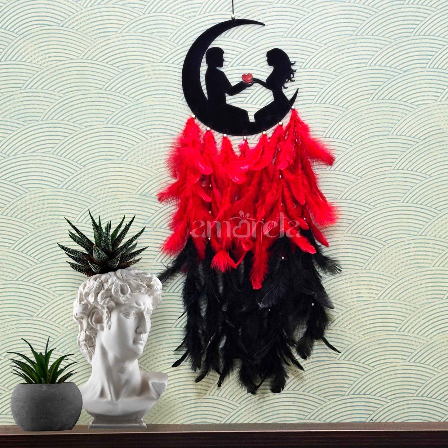 Moon Love Big Dream Catcher with Customizable Colors and Optional LED