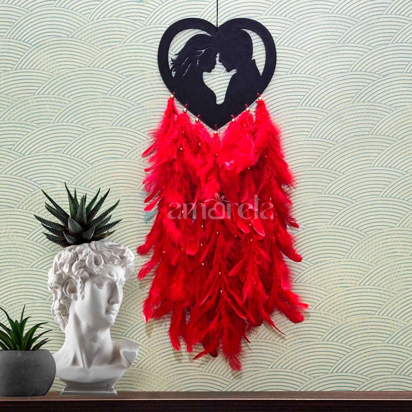Soulmate Theme Heart Big Dream Catcher with Customizable Color and Optional LED Light