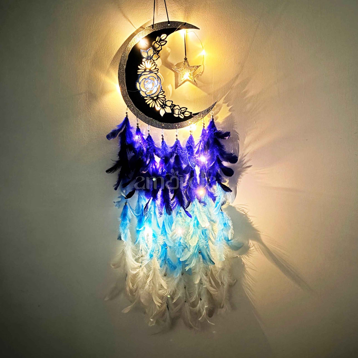 Designer Blue & White Moon Big Dream Catcher with Star Accent