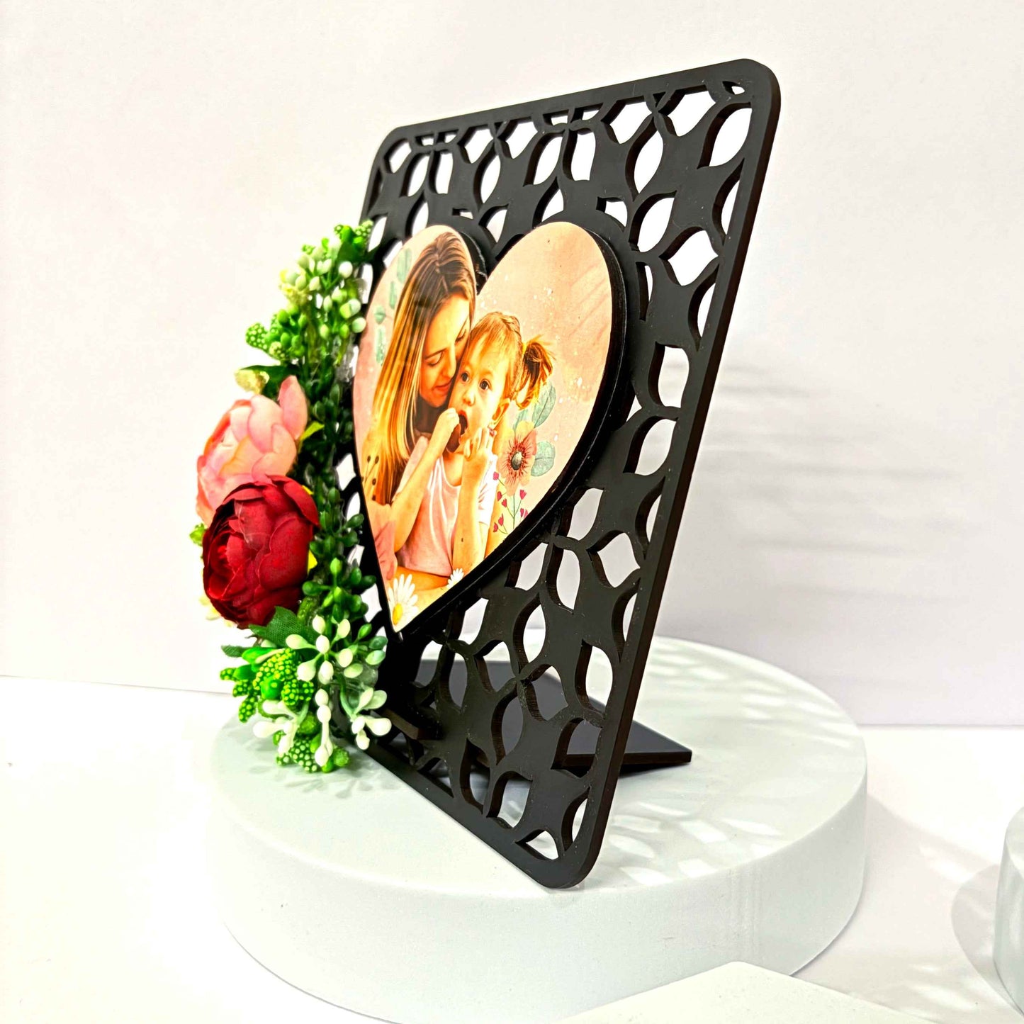 Mother’s Day Gift Hamper – Table Frame with Flowers + Card + Chocolate + Candle