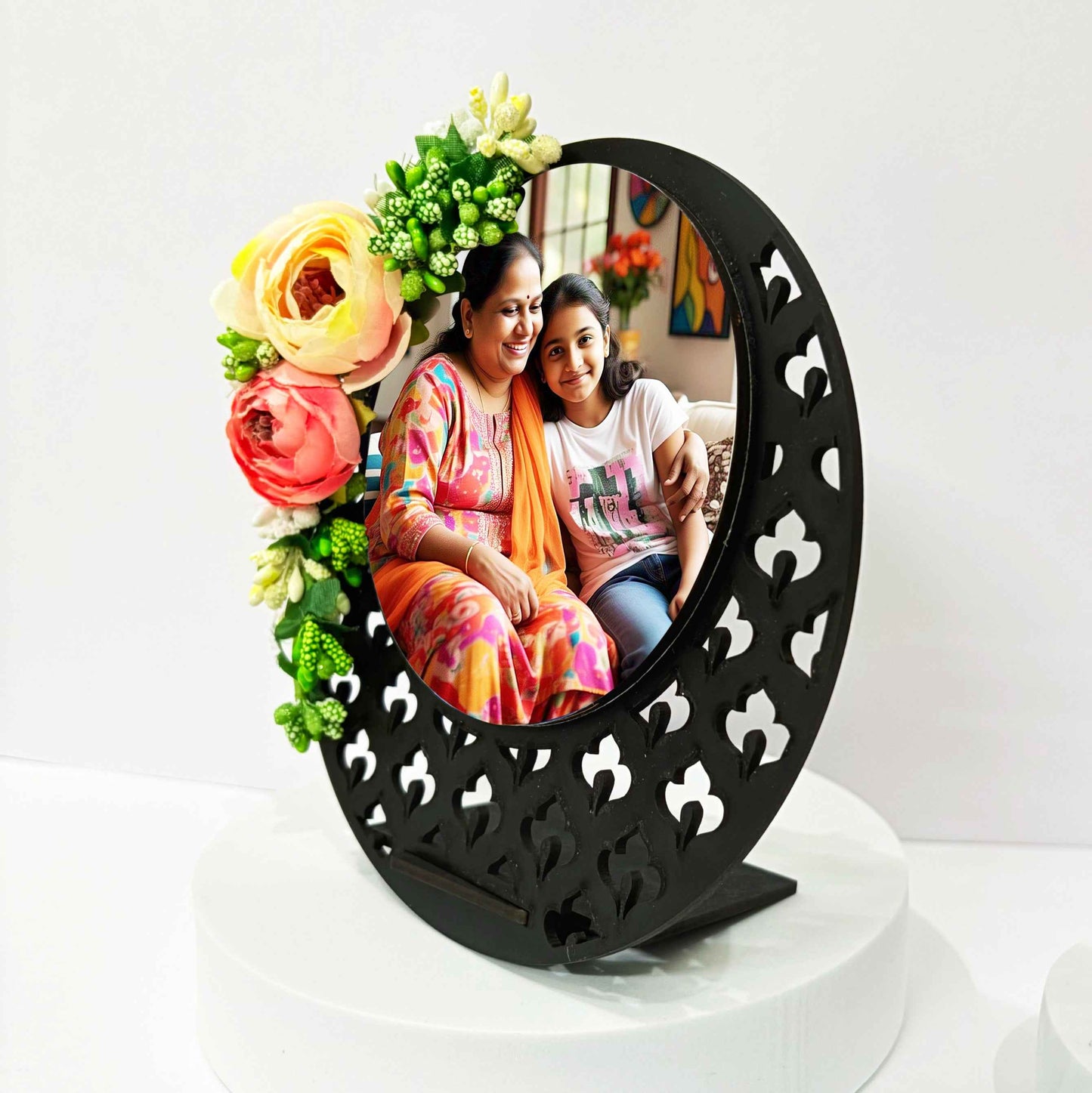 Mother’s Day Gift Hamper – Table Frame with Flowers + Card + Chocolate + Candle