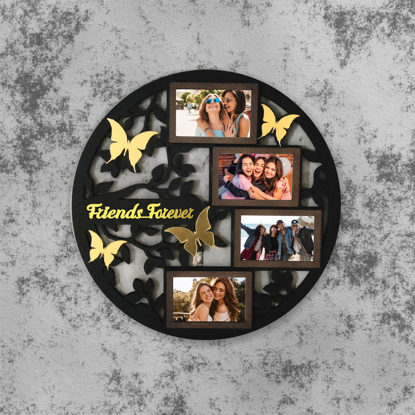 Customized Butterfly Style Photo Frame – Display 4 HD Photos in a Stylish 15x15 Inch Design
