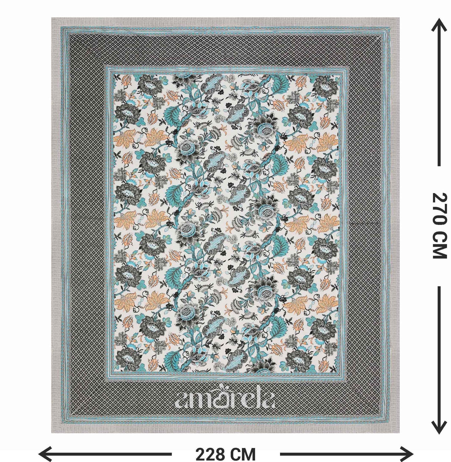 Double Bed Sheet Set – 100% Pure Cotton with Designer Print & Border (Set of 3)