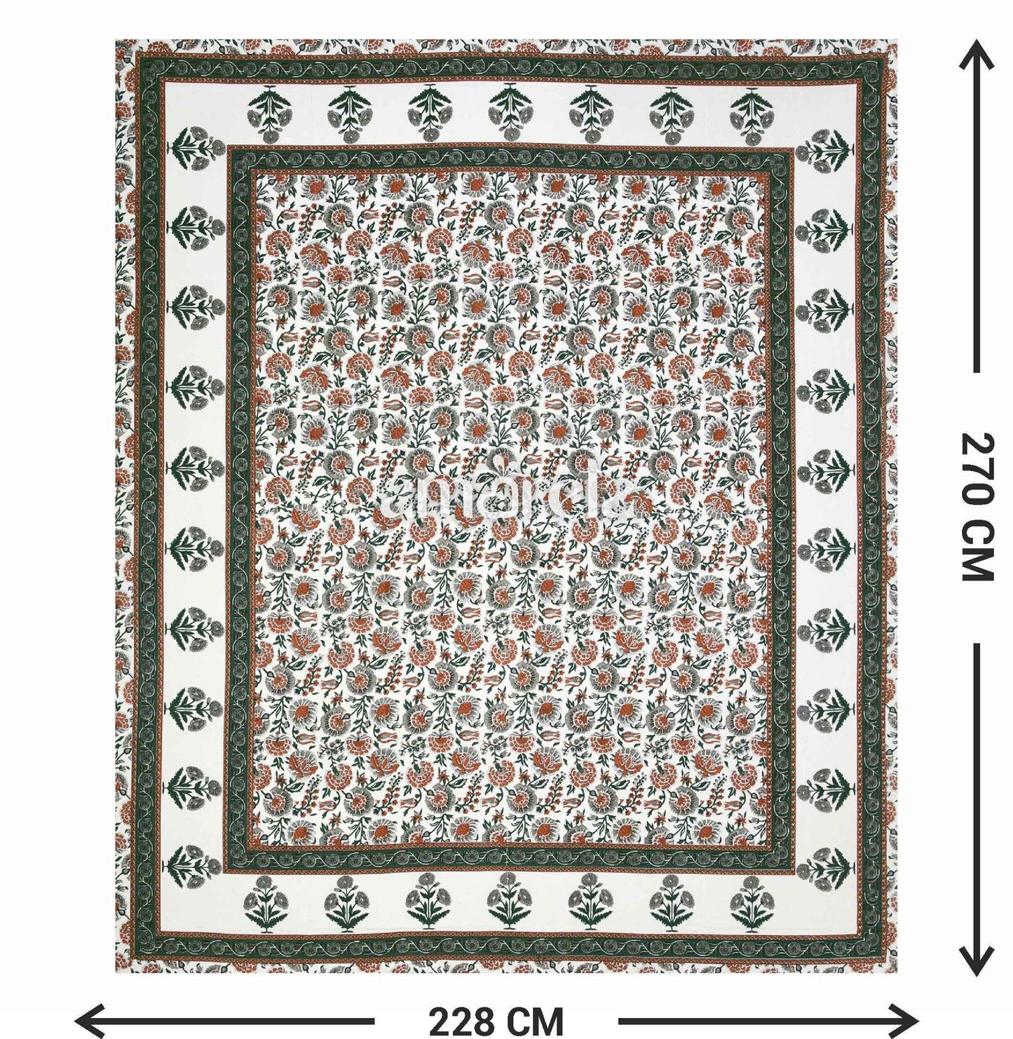 Double Bed Sheet Set – 100% Pure Cotton with Full Print & Side Border Design (Set of 3)