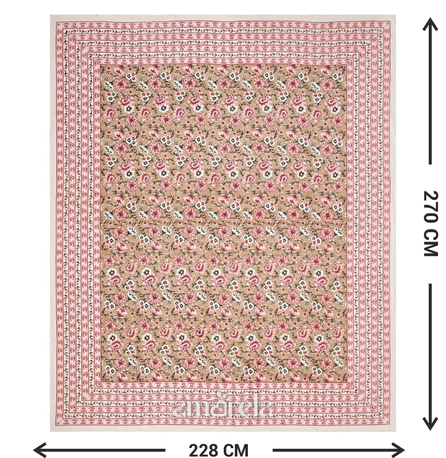 Double Bed Sheet Set – 100% Pure Cotton with Printed Border Design (Set of 3)