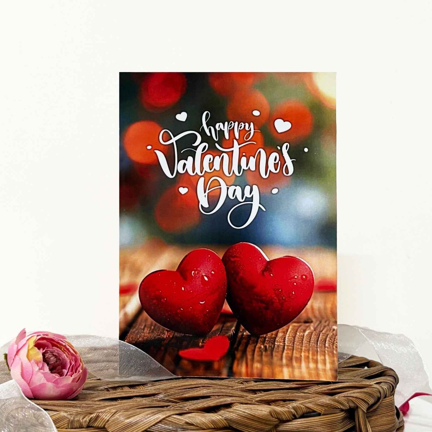 Valentine Personalized Gift Hamper with Square Table Frame, Greeting Card, Candle, and Chocolates - Share 1 photo for Customization