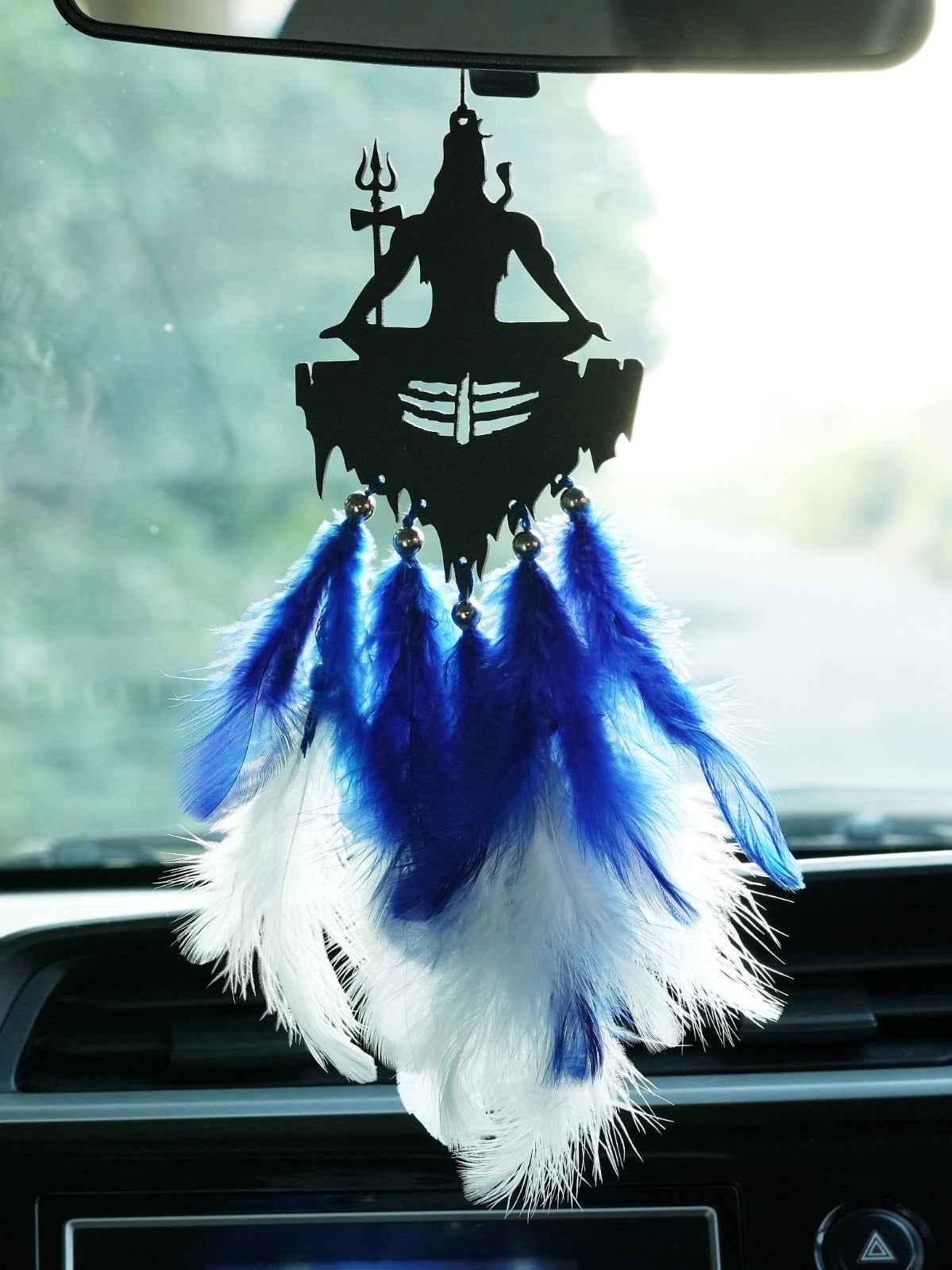 Shiva Theme Car Dream Catcher with Rudraksh Rakhi – Spiritual Combo Gift for Rakshabandhan