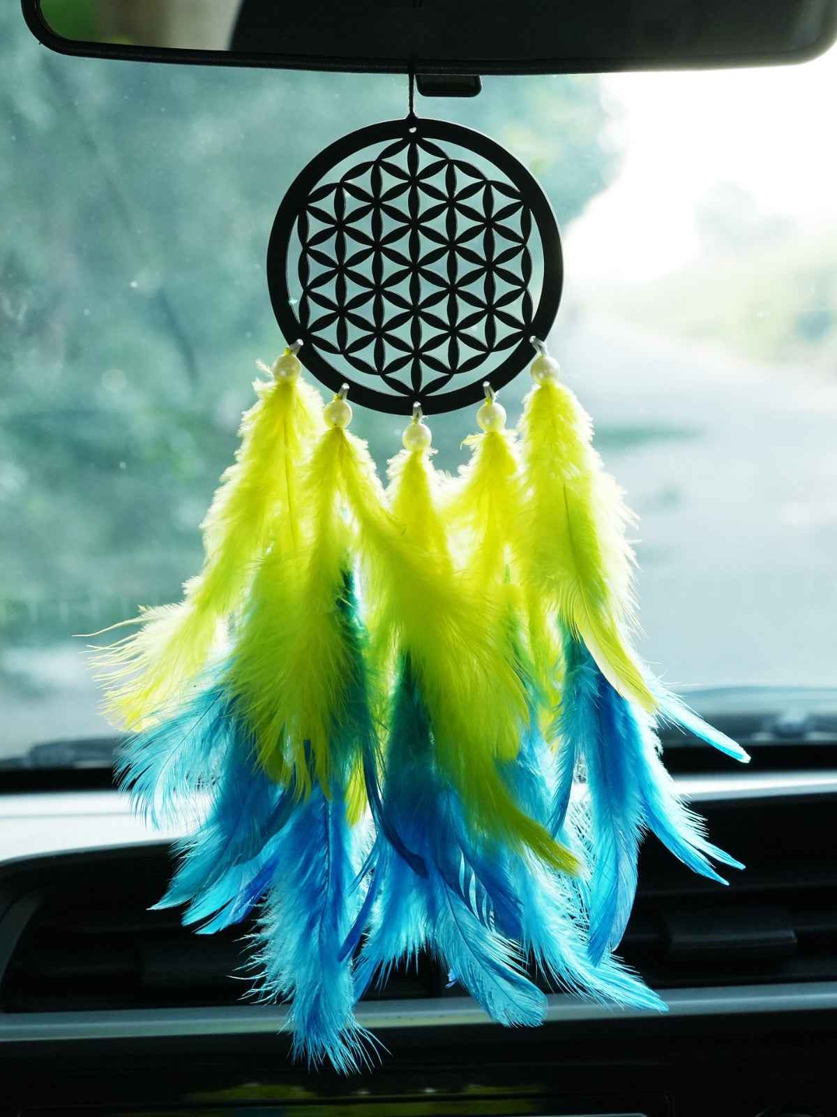 Designer Car Dream Catcher with Evil Eye Rakhi – Rakshabandhan Protection Combo