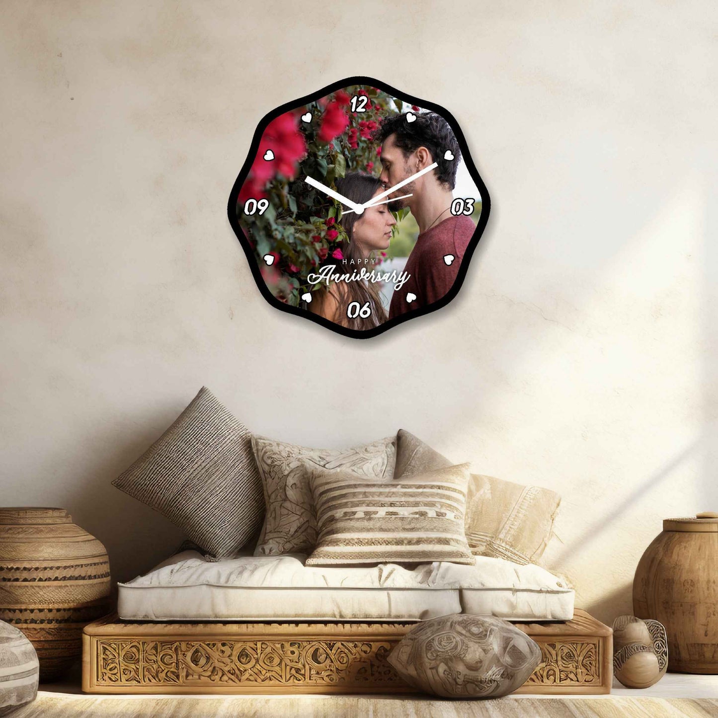 Custom Curved Designer Wall Clock – Personalize with 1 HD Photo & Text Message