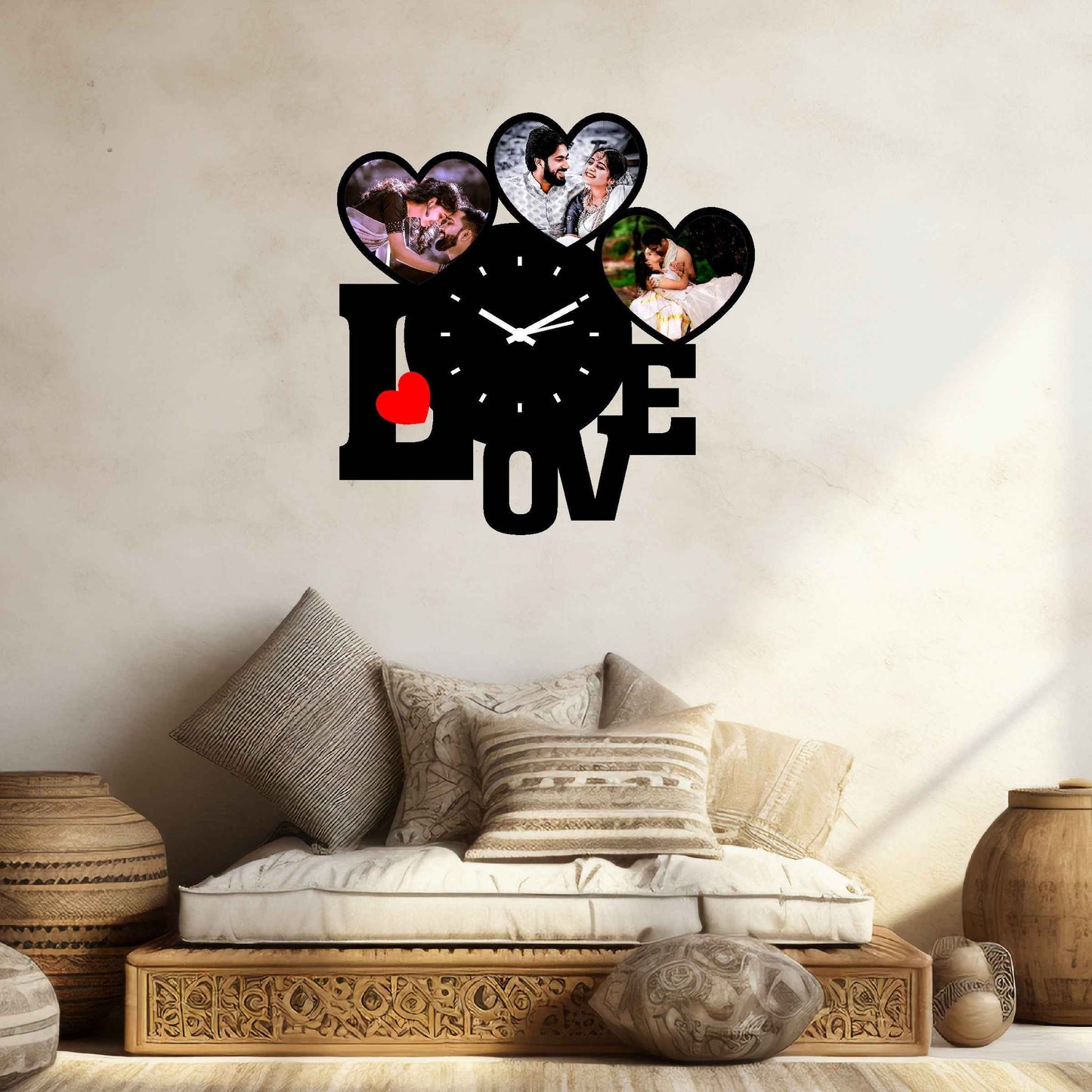 Large Curved Personalized Photo Wall Clock – Display 3 Special Memories - Amoreta