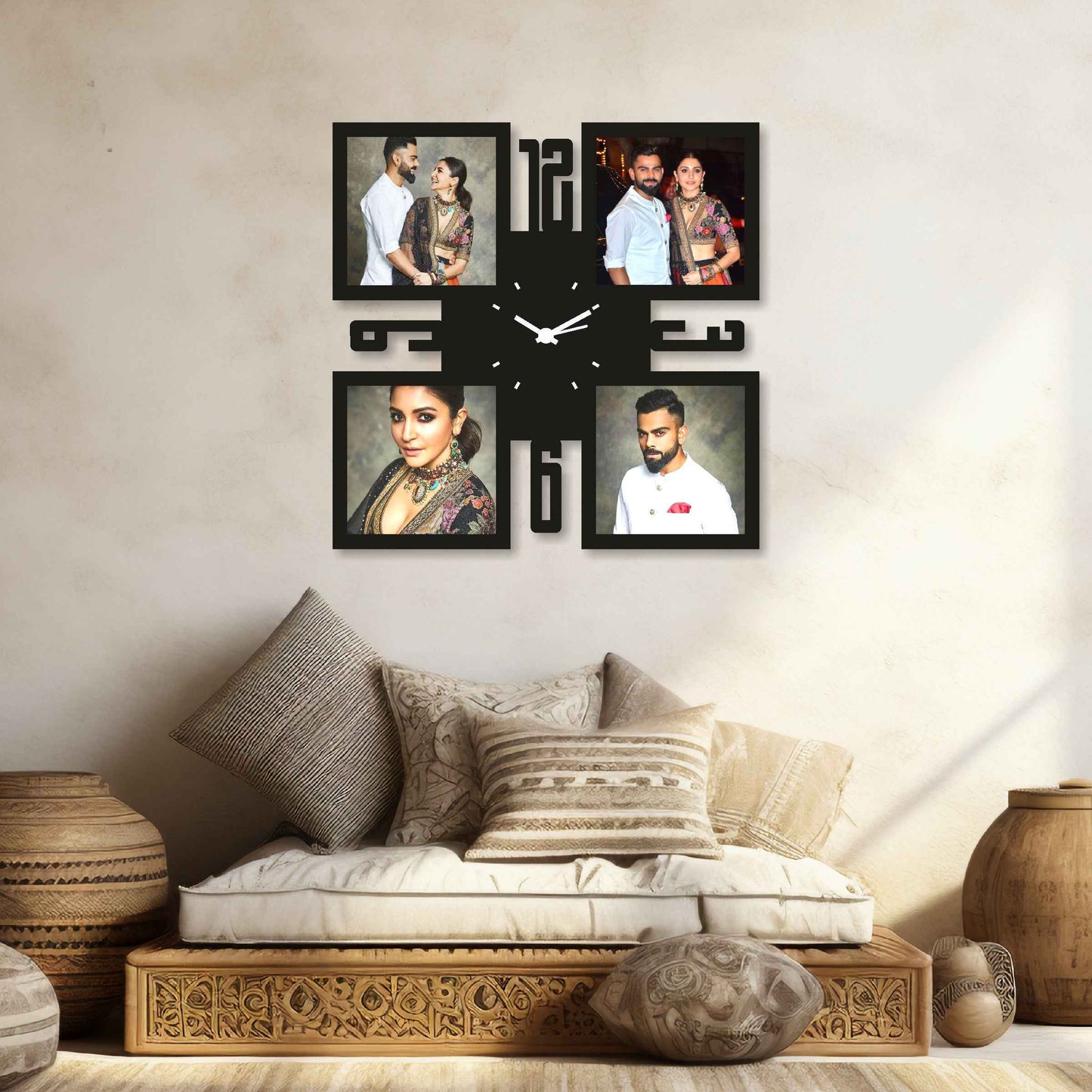 Large Square Designer Wall Clock – Personalize with Your Favorite Memories - Amoreta