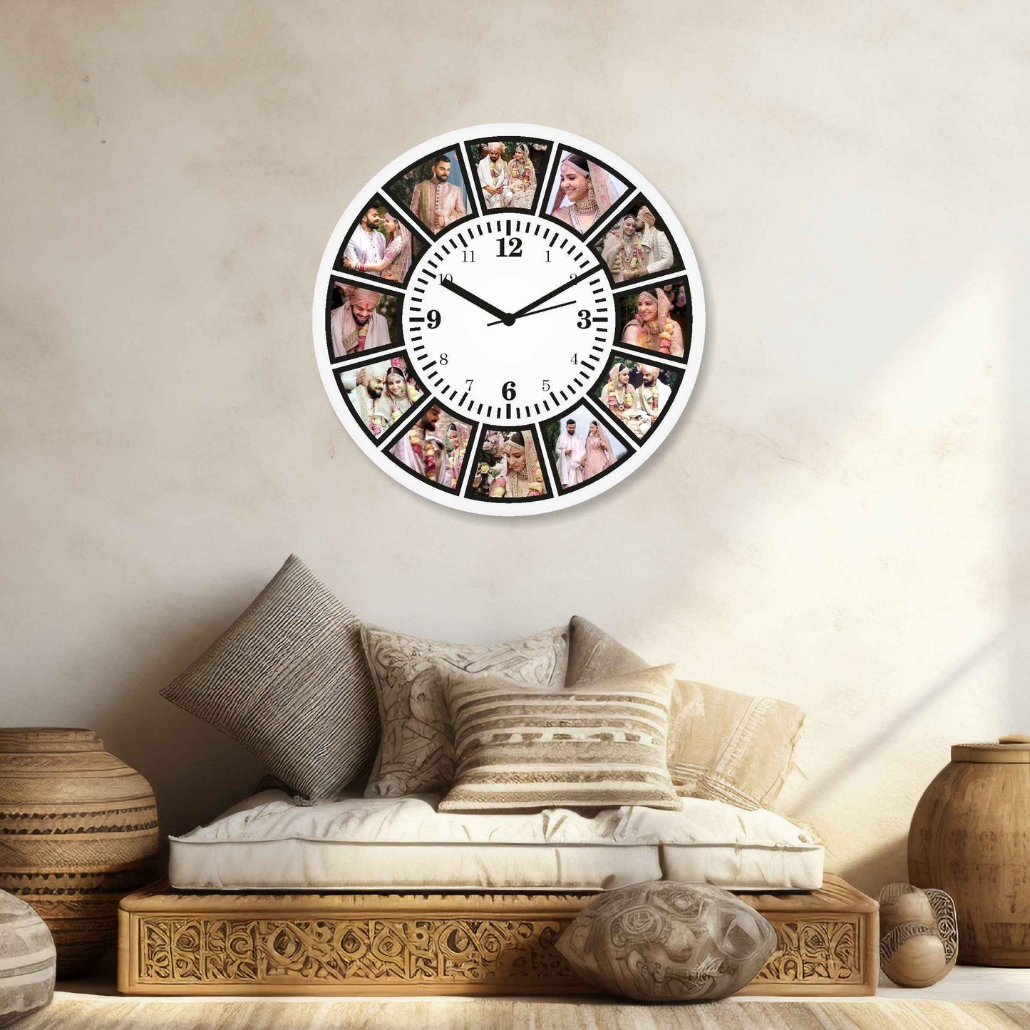 Square Designer Wall Clock – Personalized with 12 Special Moments - Amoreta
