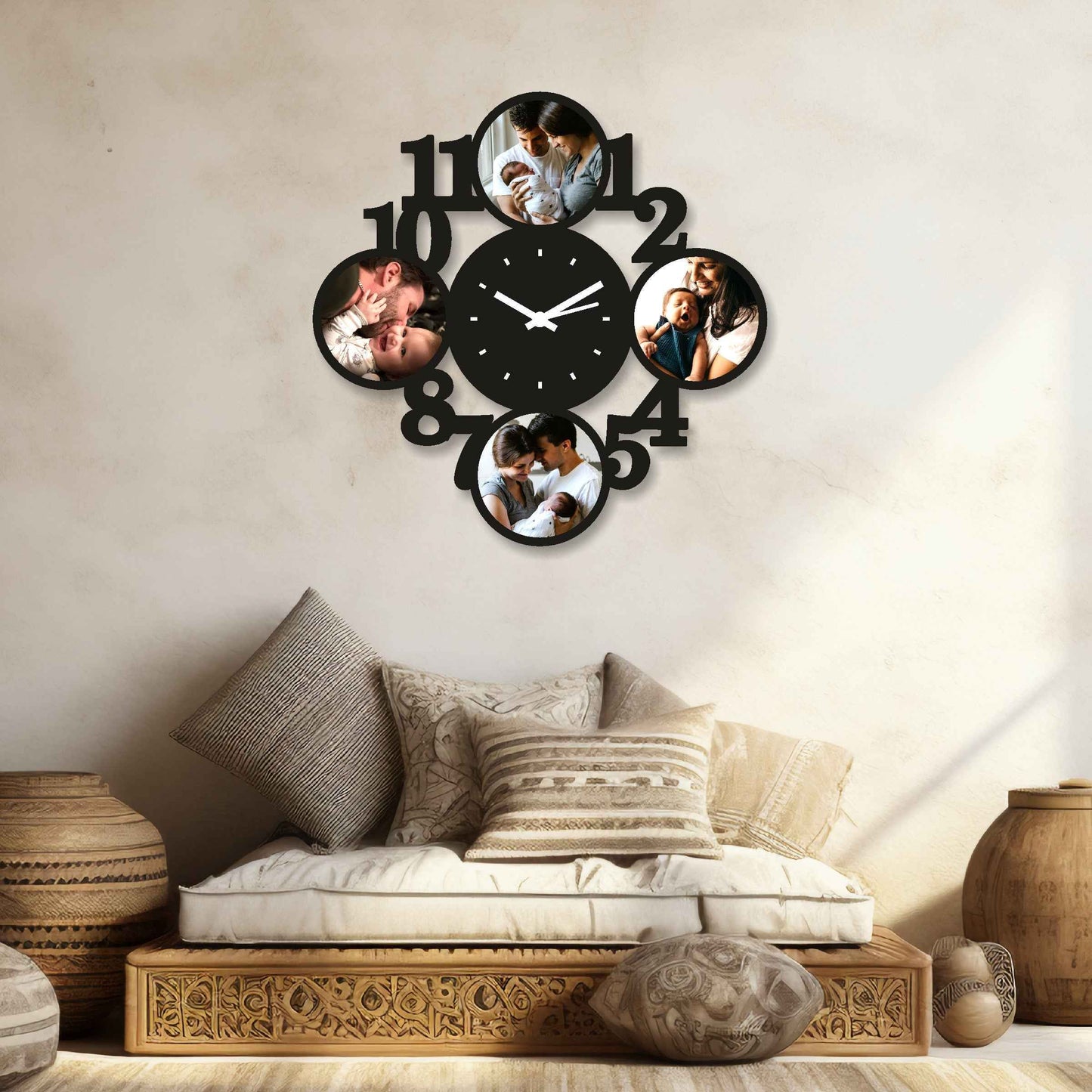 Large Personalized Family Photo Wall Clock – Capture Your Cherished Moments - Amoreta