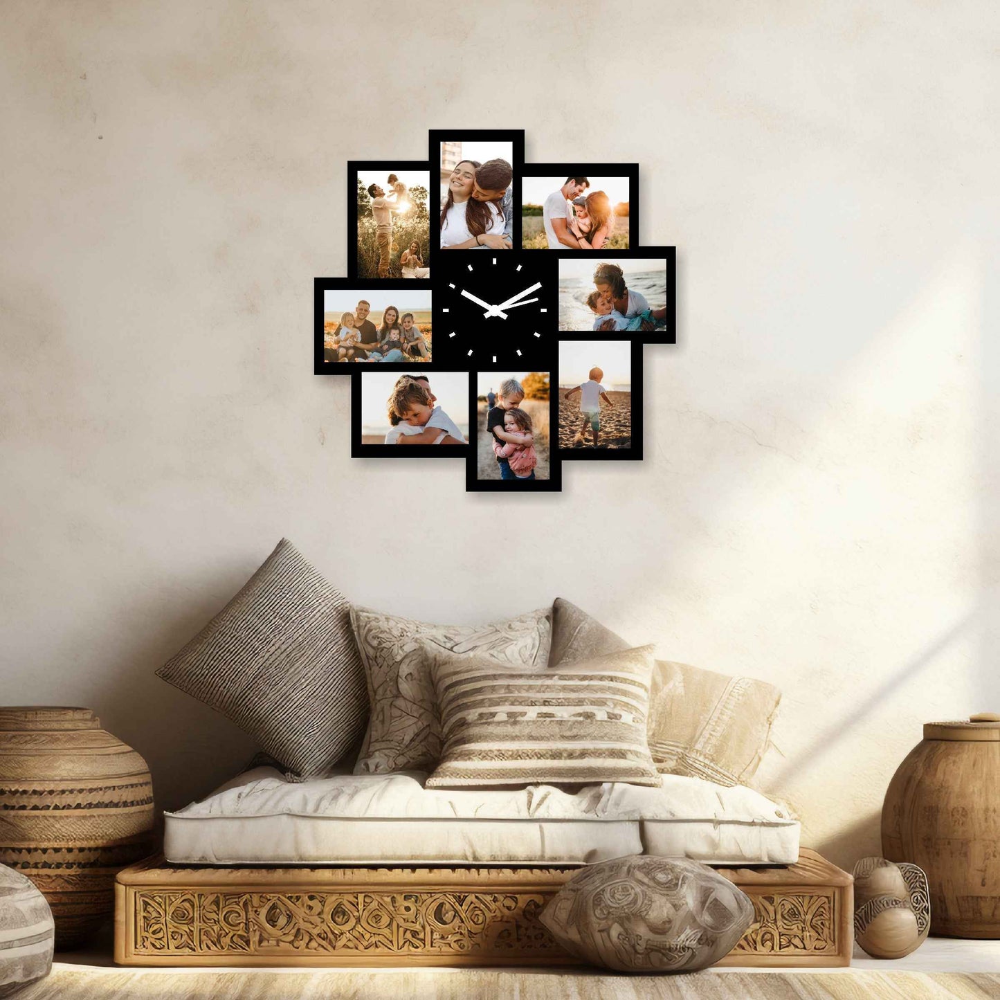 Large Personalized Photo Wall Clock – Display 8 of Your Most Cherished Memories - Amoreta