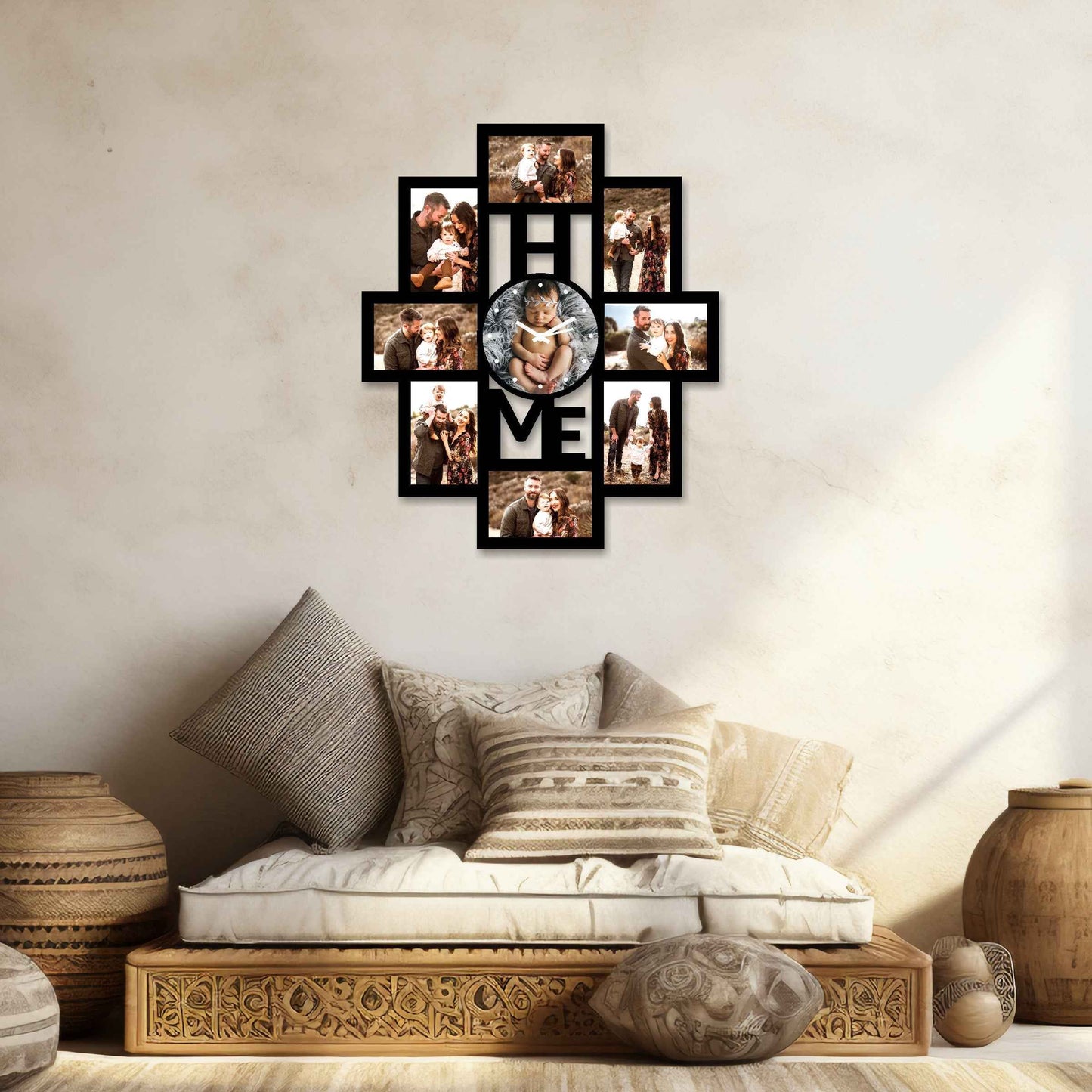 Large Rectangular Designer Wall Photo Frame – Personalize with 9 Photos - Amoreta