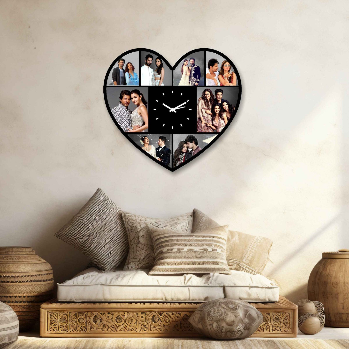 Heart-Shaped Designer Wall Clock – Personalize with Your Precious Memories - Amoreta