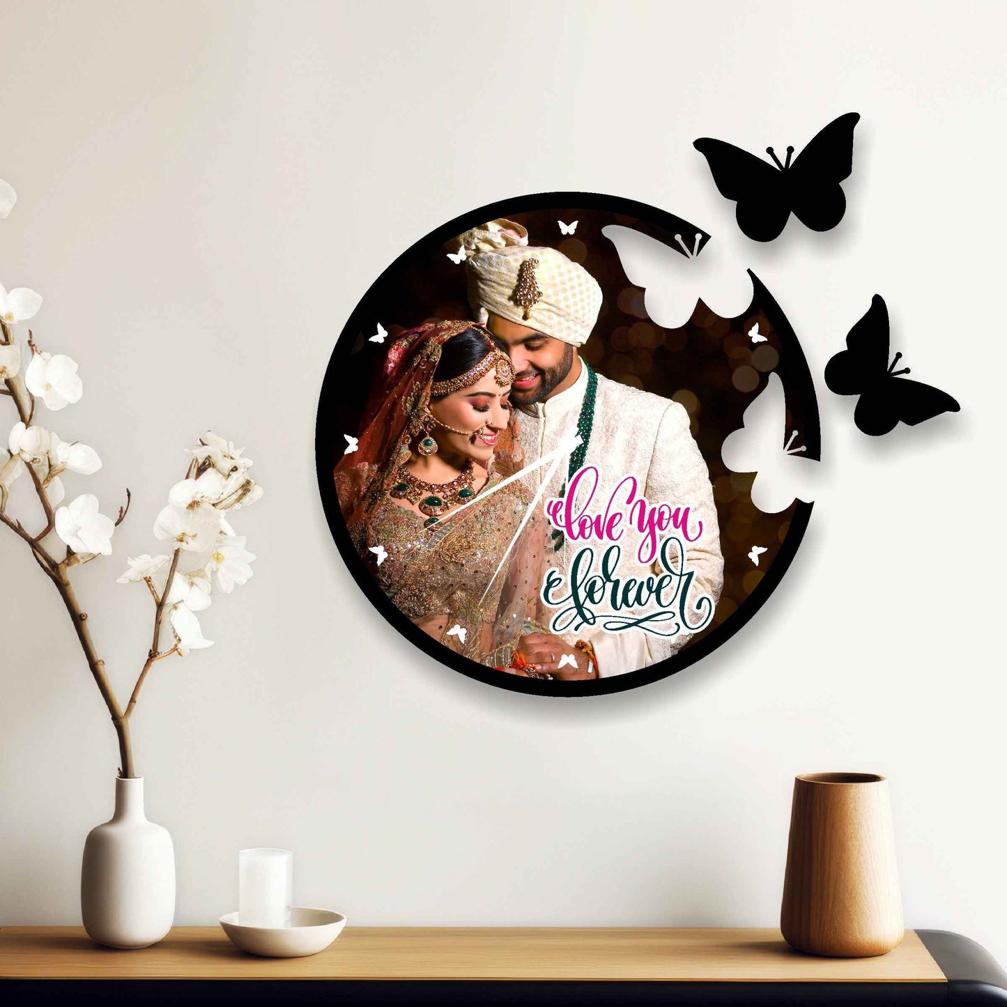 Butterfly-Style Designer Wall Clock – Personalize with Your Special Moments - Amoreta