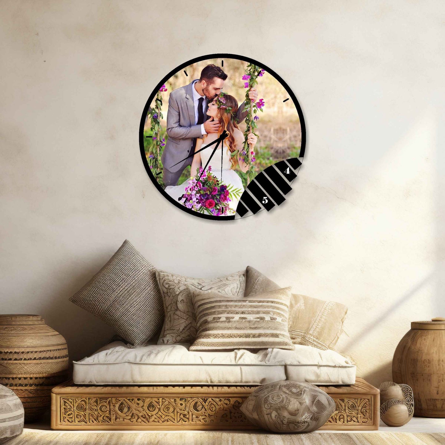 Custom Round Designer Wall Clock – Personalize with 1 HD Photo for a Unique Decor Piece